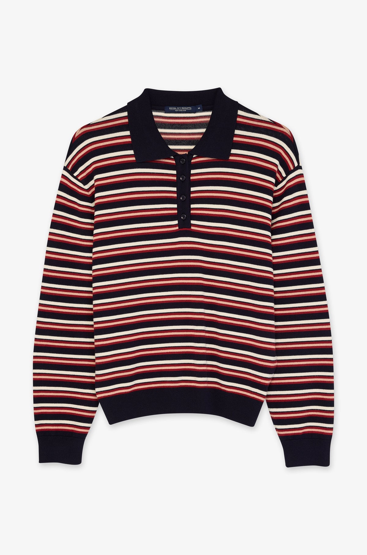Multistripe Long Sleeve Collared Pullover