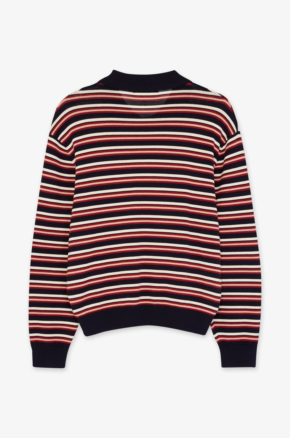 Multistripe Long Sleeve Collared Pullover