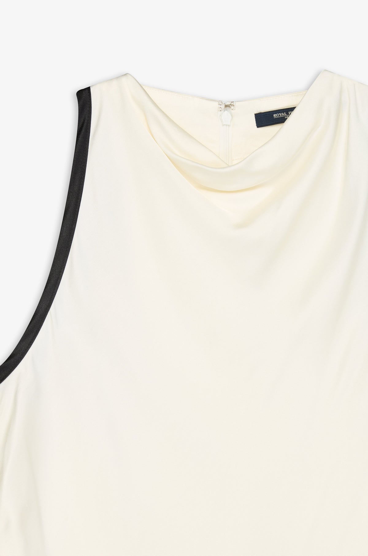Contrast Edge Sleeveless Tie Neck Top