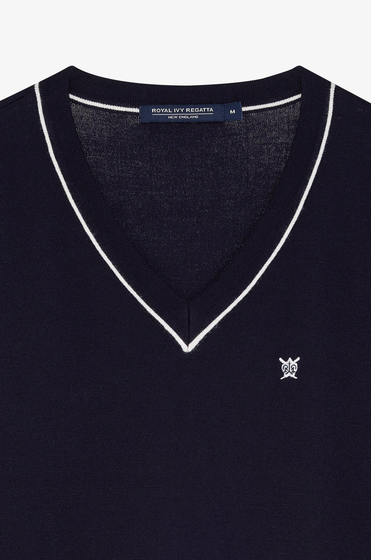 Tipped V Neck Long Sleeve Pullover