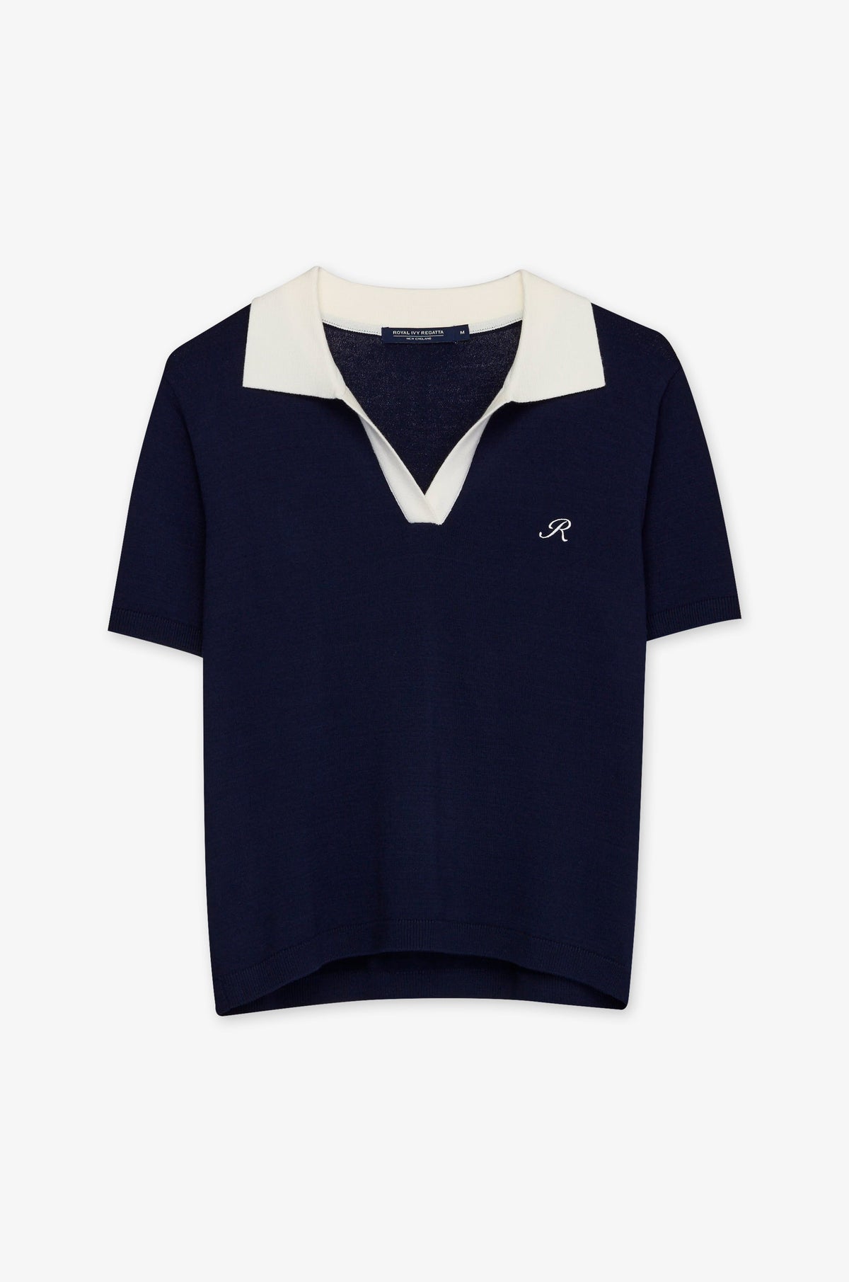 Contrast Open Collar Short Sleeve Top