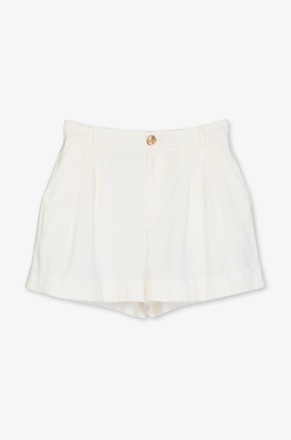 Pleated Front Turn Up Shorts