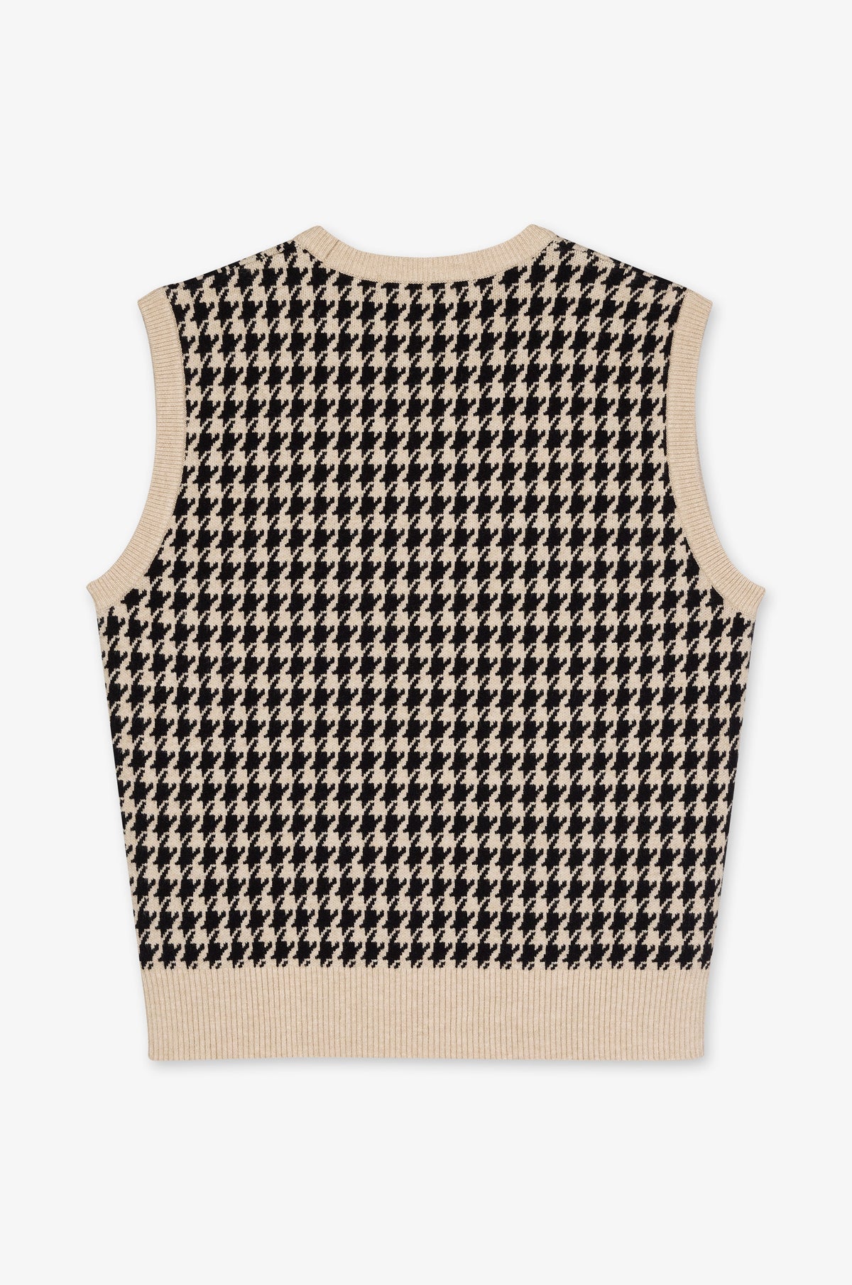 Houndstooth Crew Neck Sleeveless Vest