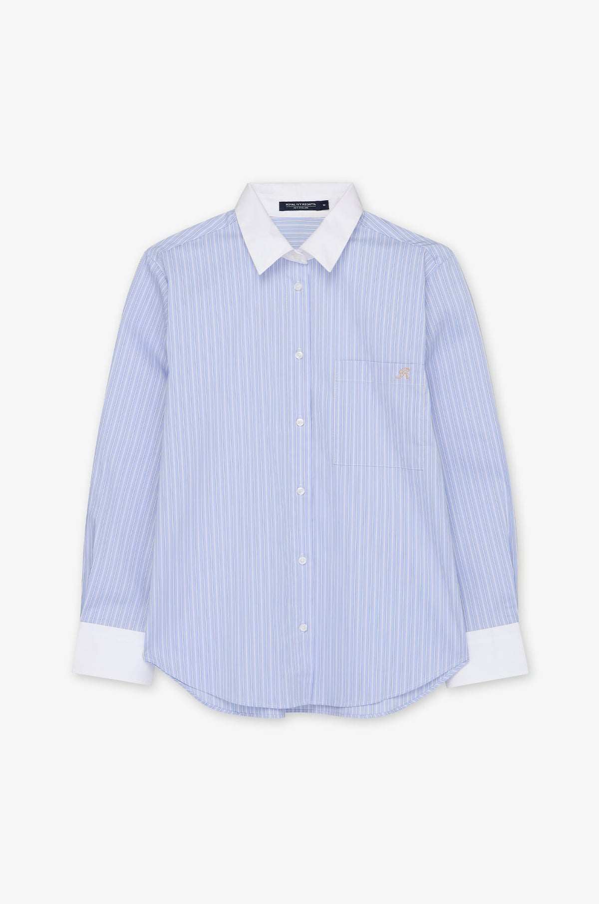 Contrast Collar Stripe Button Shirt
