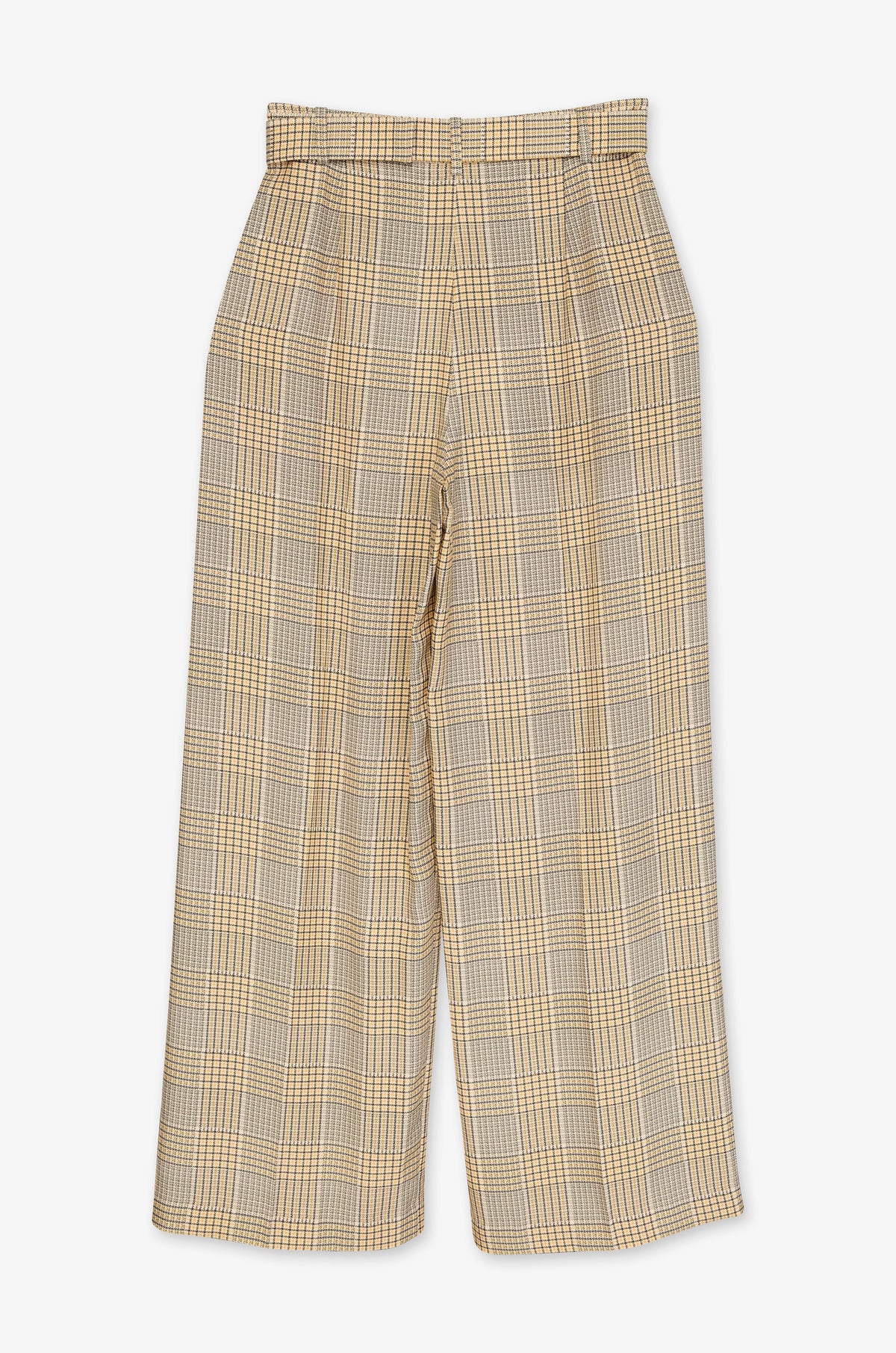 Belted Check Wide Leg Trousers