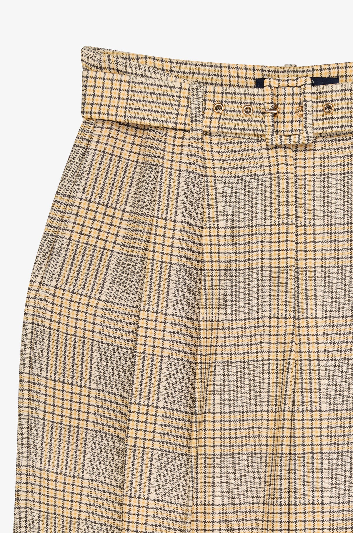 Belted Check Wide Leg Trousers
