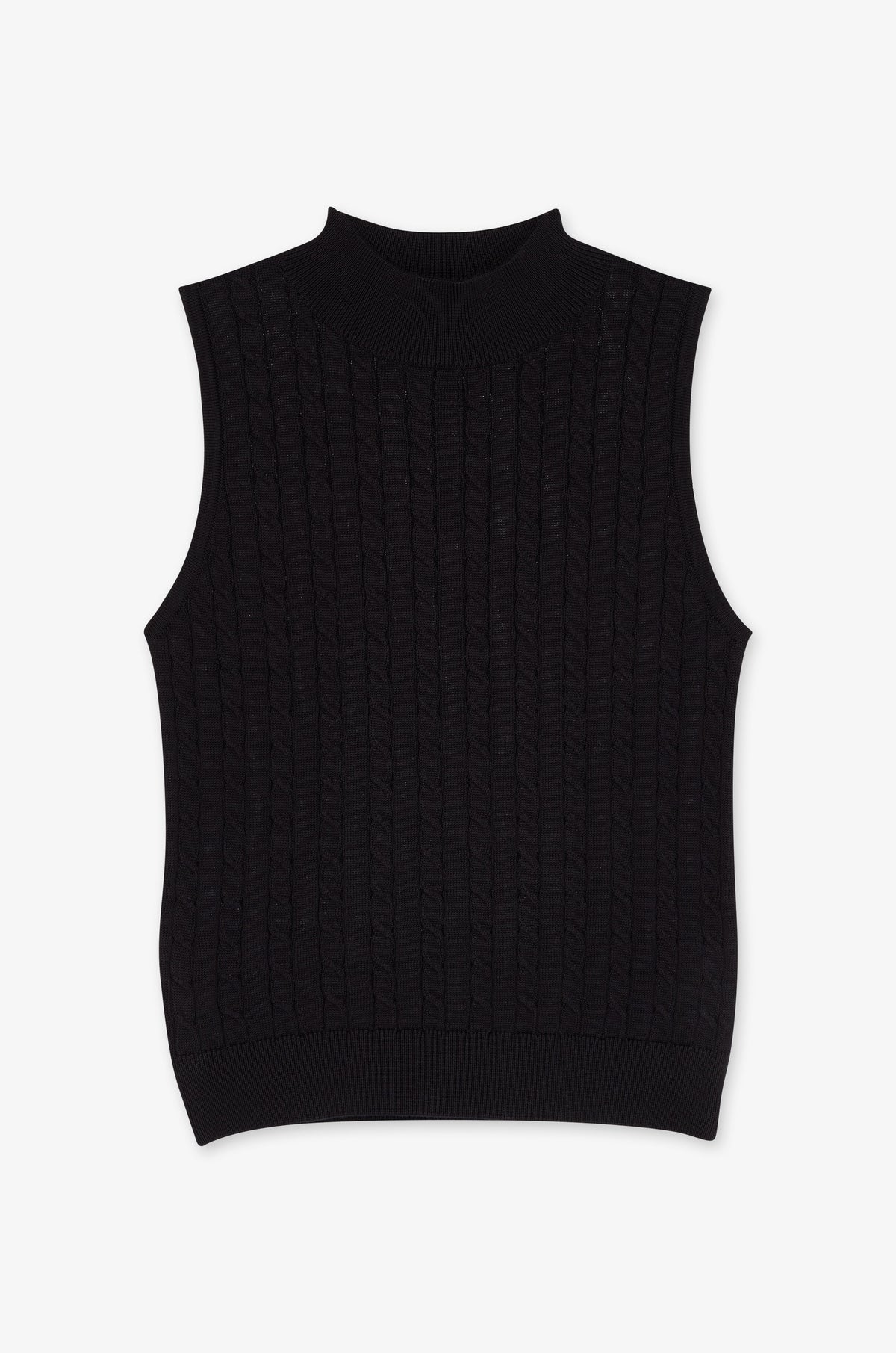 Rib Texture Sleeveless High Neck Top