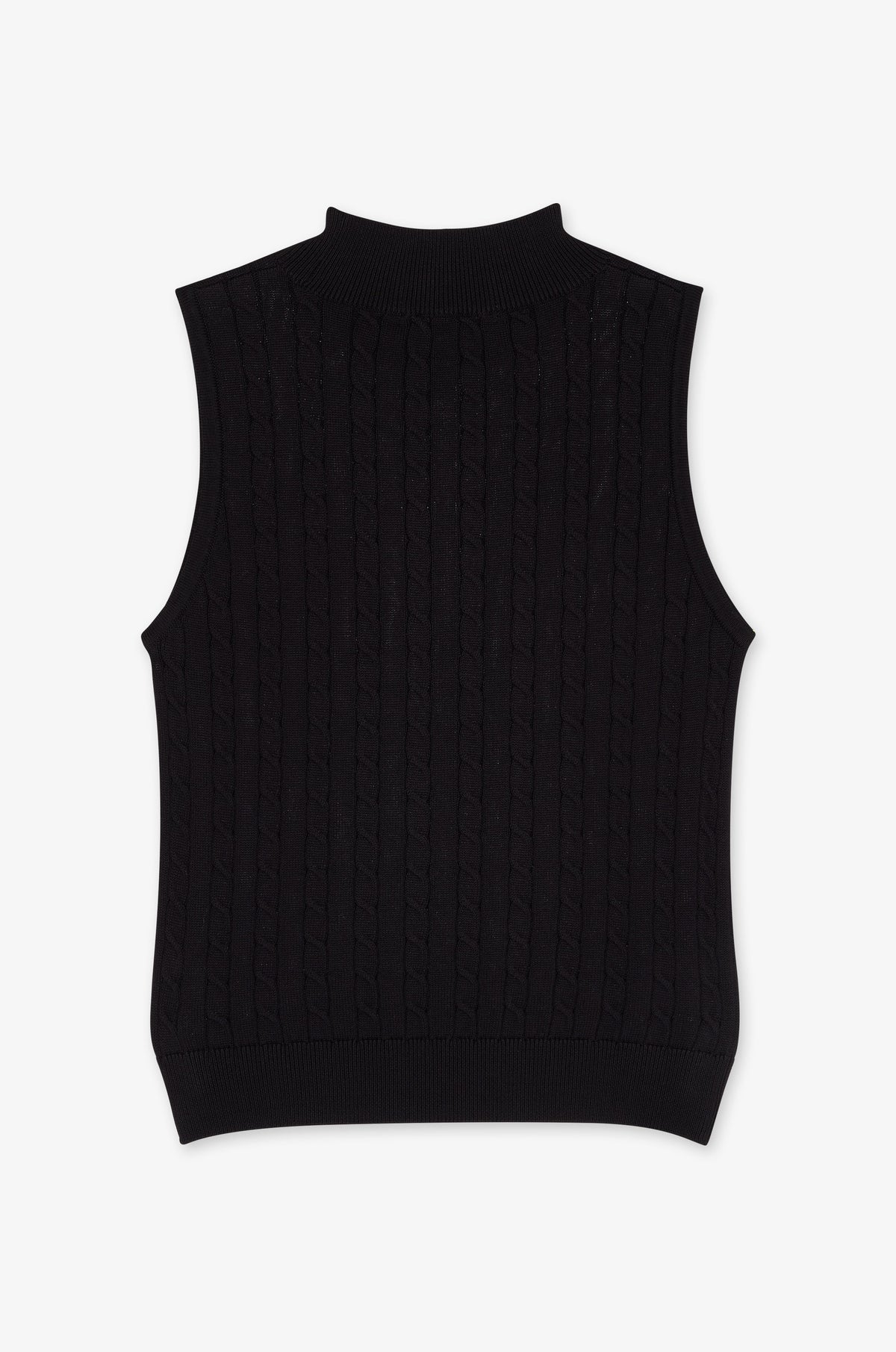 Rib Texture Sleeveless High Neck Top