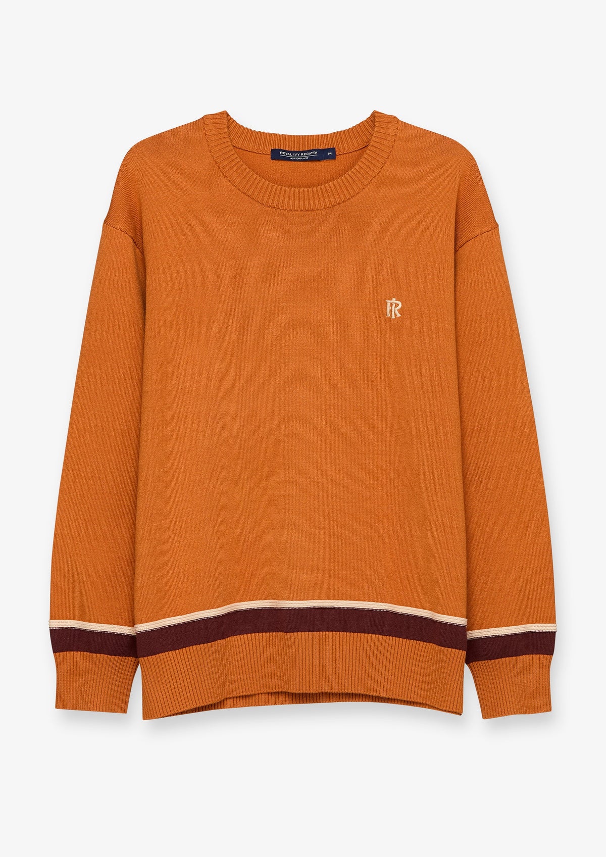 Striped Hem Crew Neck Pullover