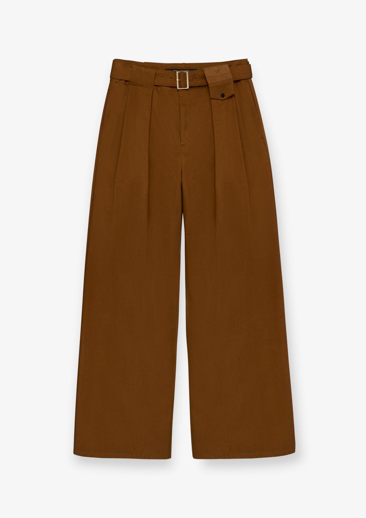 Belted Pleat Wide Leg Trousers