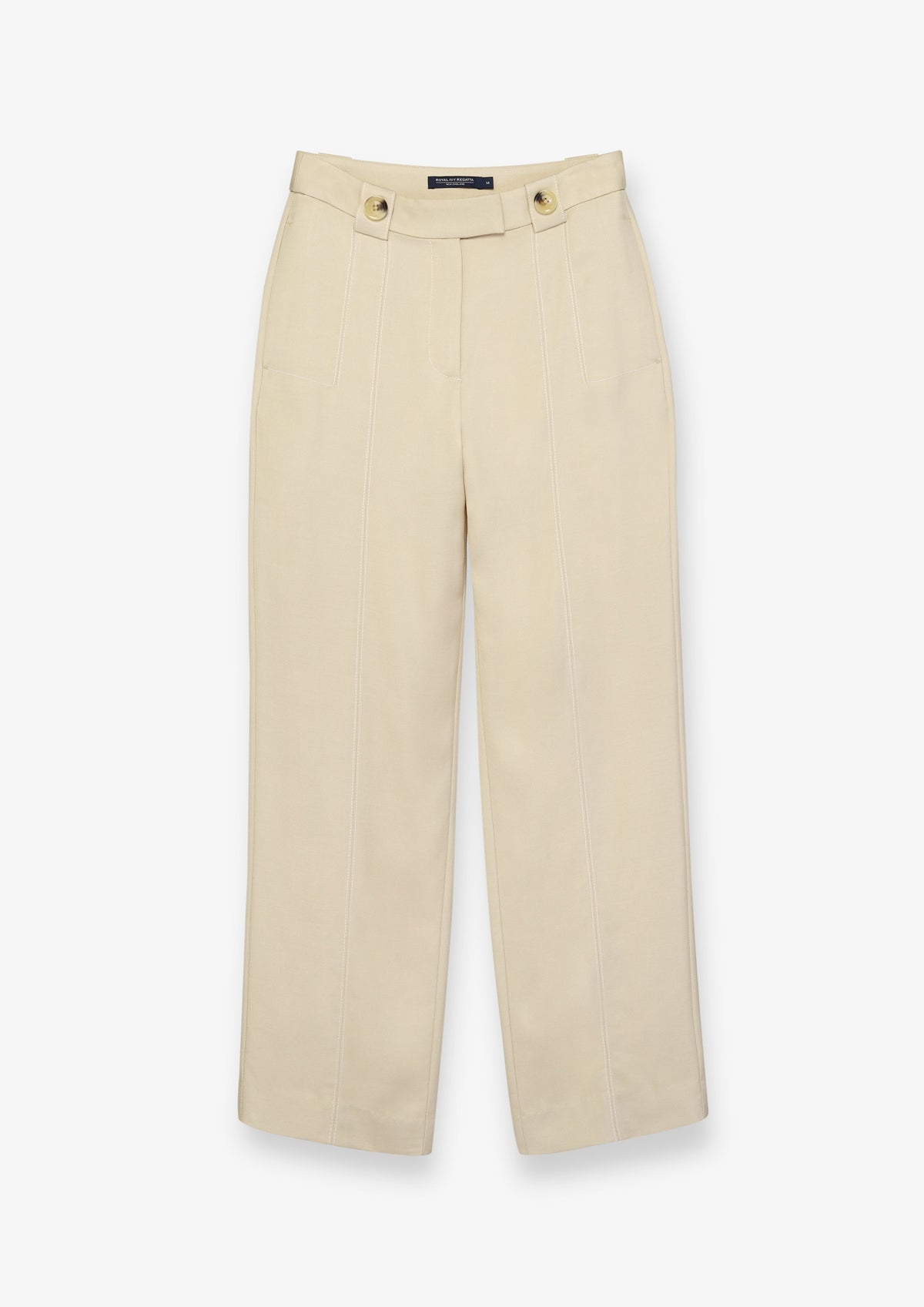 Button Tab Straight Leg Trousers