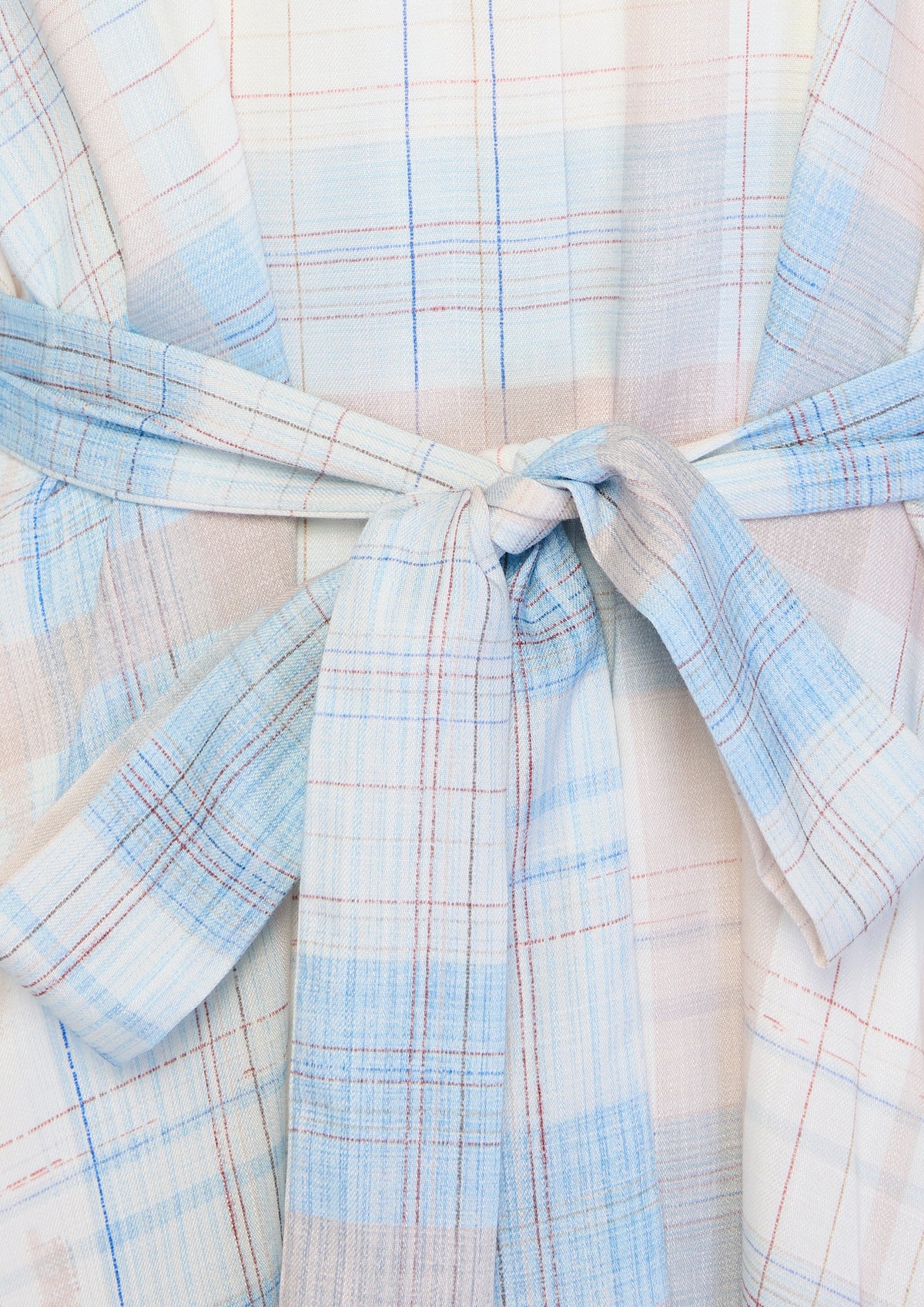 Pastel Check Tie Waist Shirt Dress
