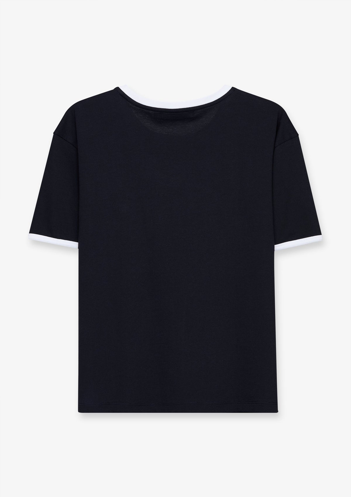 Emblem Print Contrast Trim T-Shirt