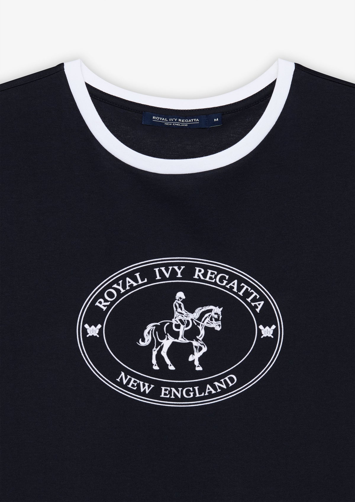 Emblem Print Contrast Trim T-Shirt