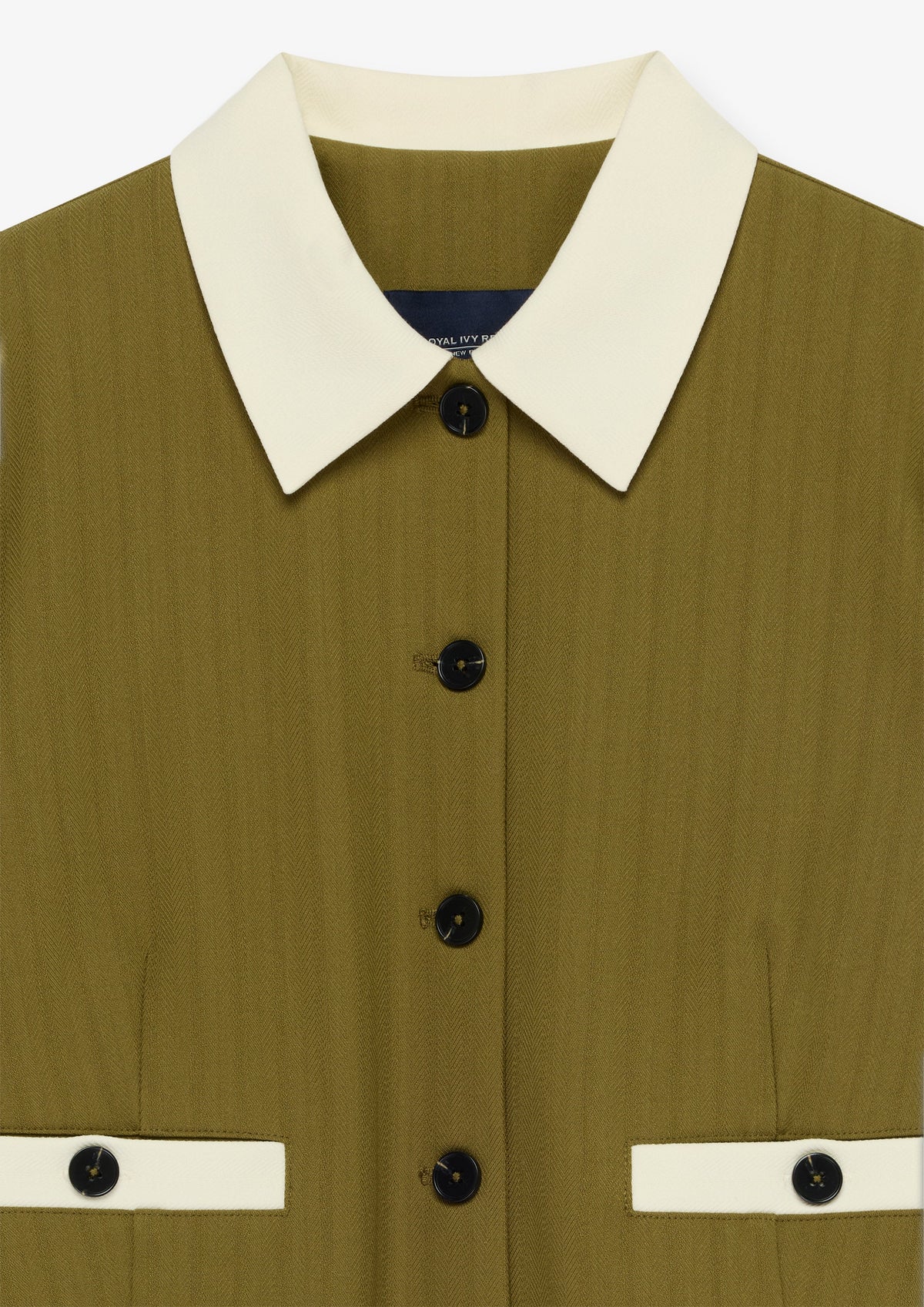 Contrast Collar Cropped Cardigan Jacket