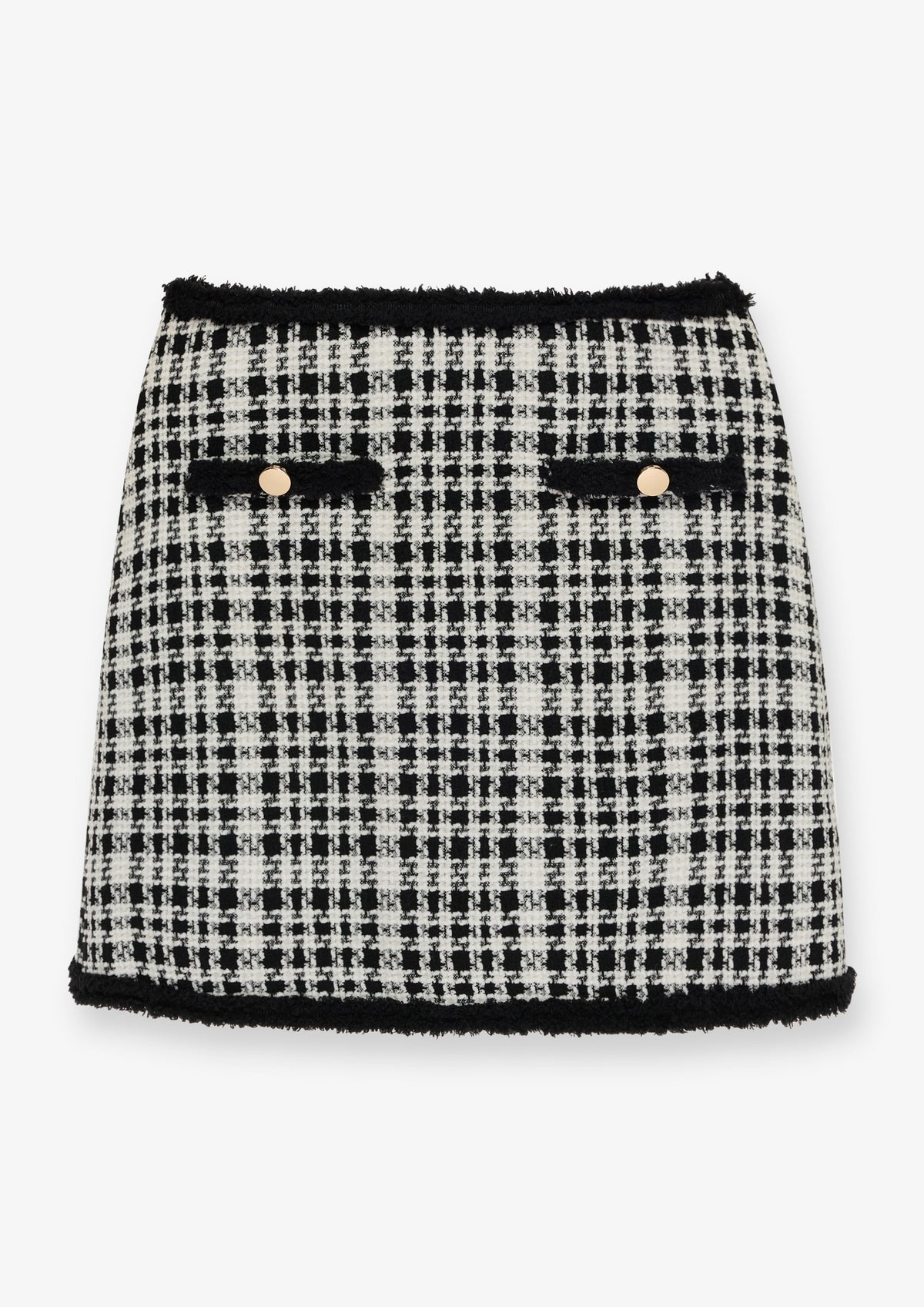 Contrast Trim Tweed Mini Skirt
