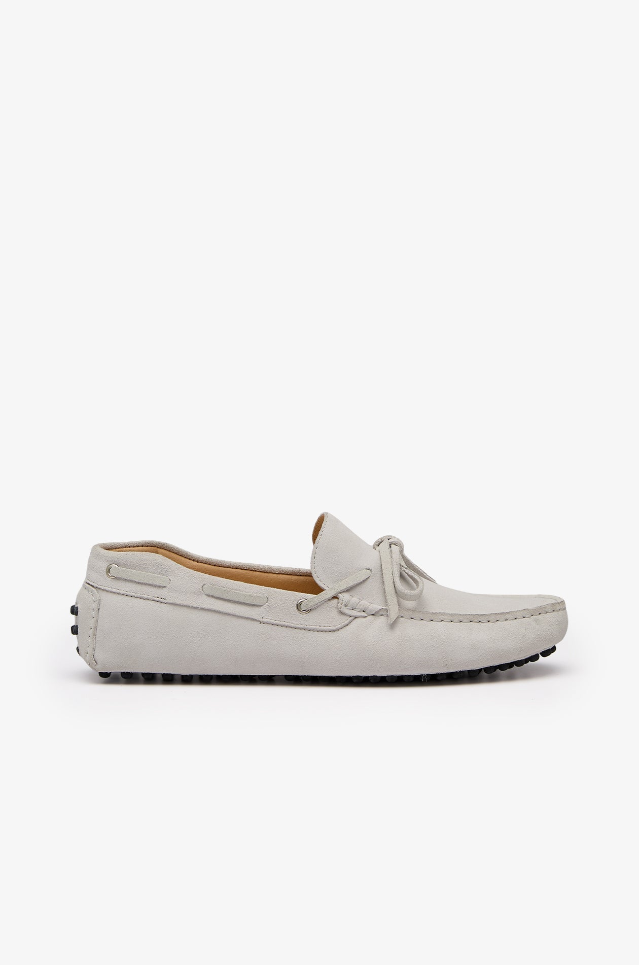 Suede Lace-Up Driving Loafers Light Grey