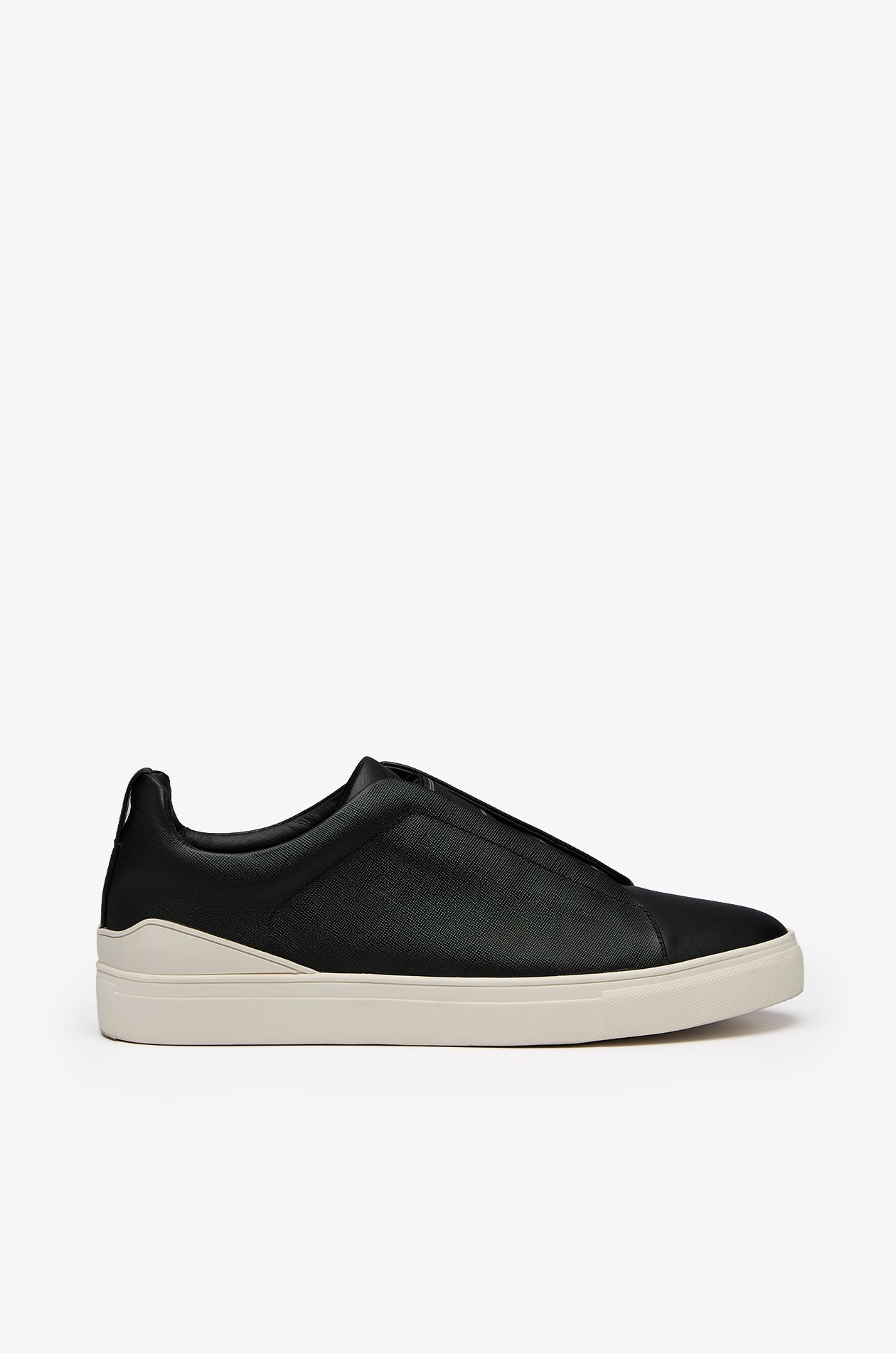 Saffiano Nappa Leather Slip-On Sneakers Black