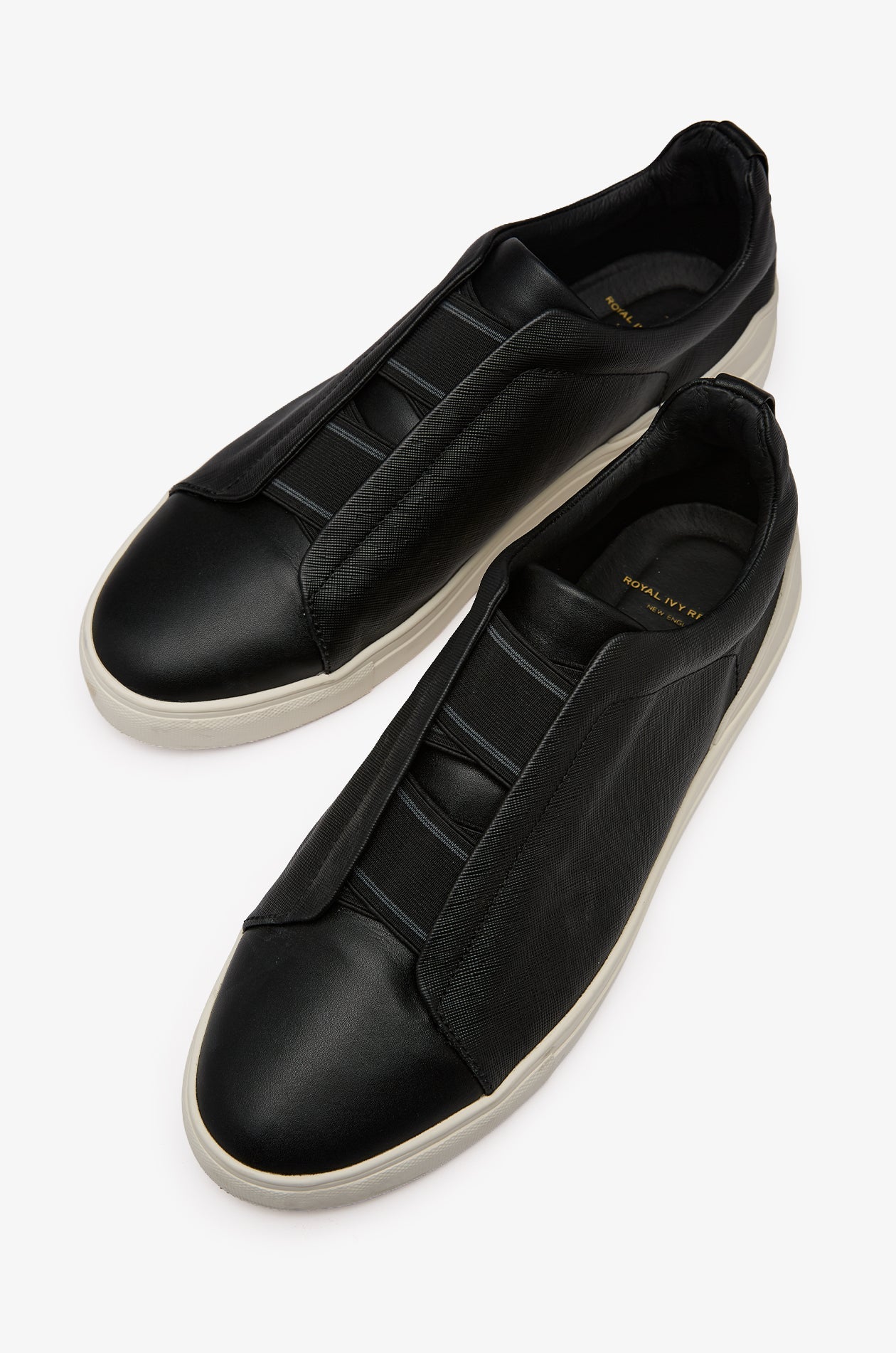 Saffiano Nappa Leather Slip-On Sneakers Black
