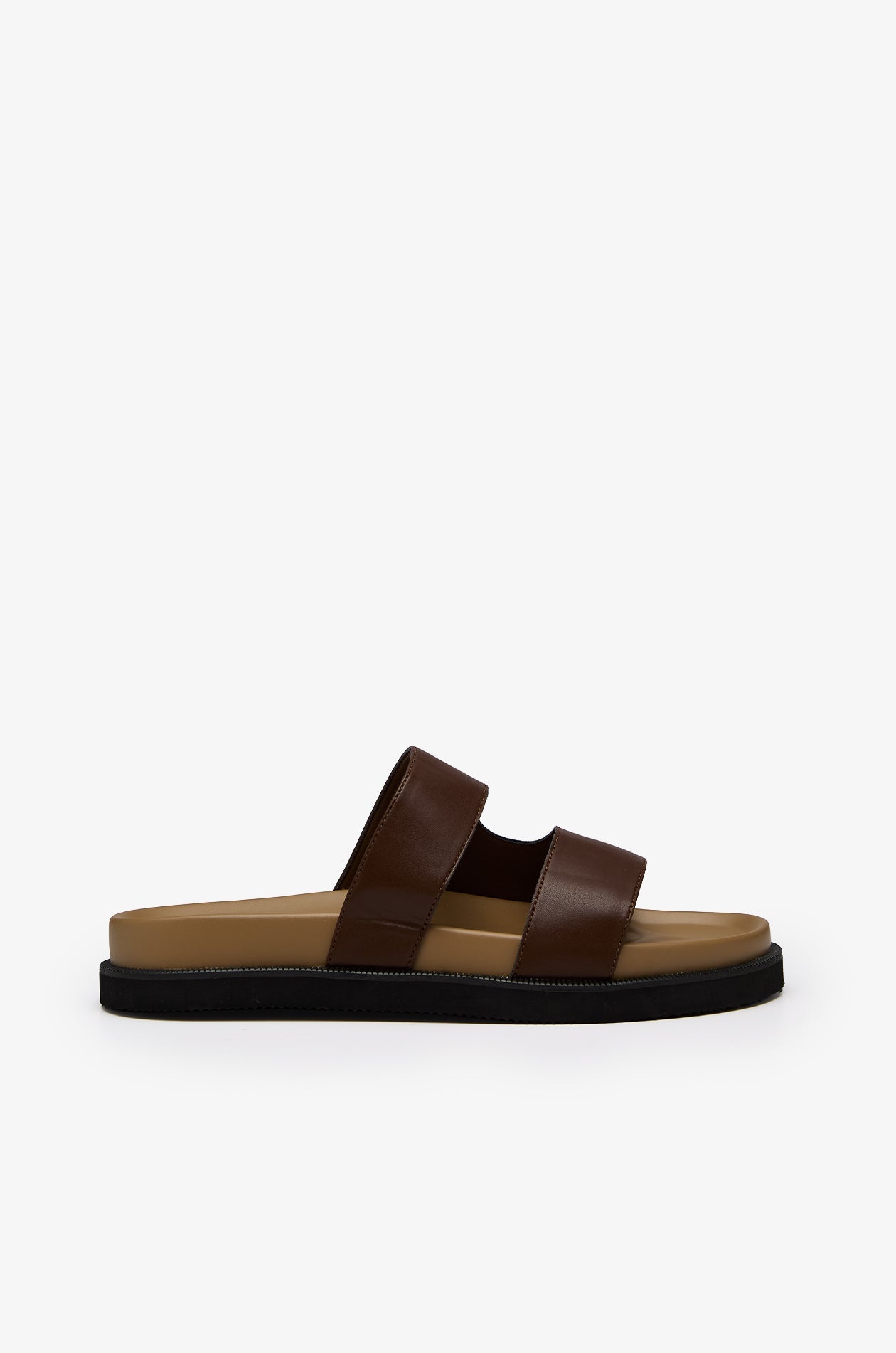 Cross-Strap Leather Sandals Brown