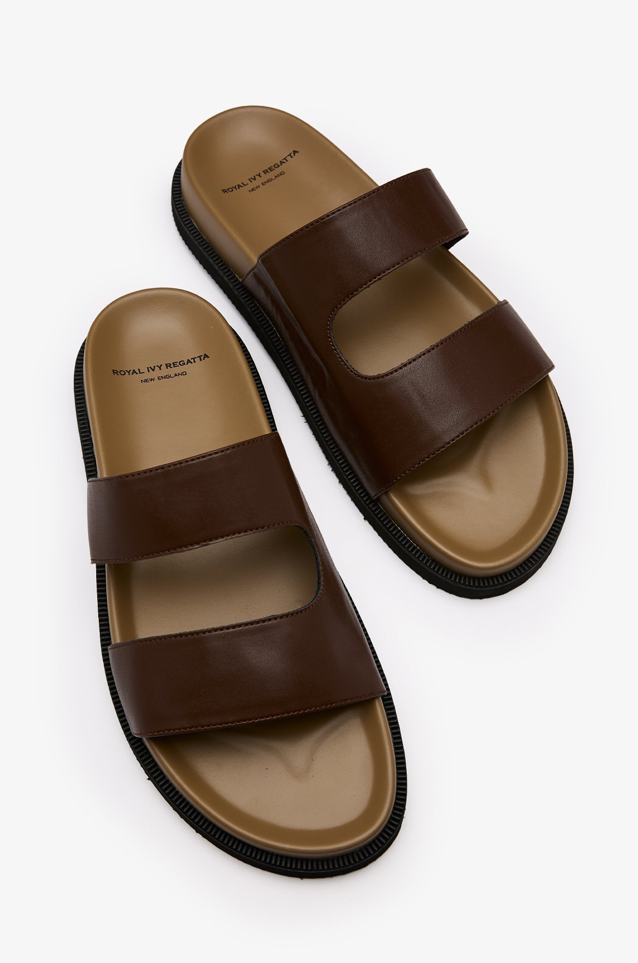 Cross-Strap Leather Sandals Brown