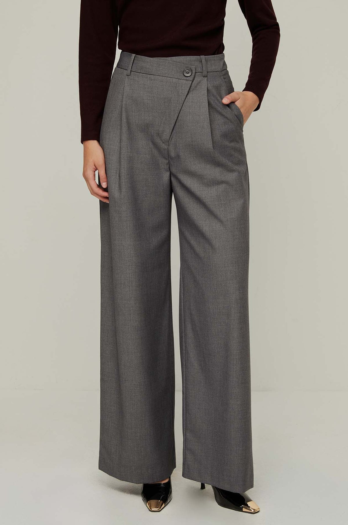 Tailored High-Waisted Pants Grey