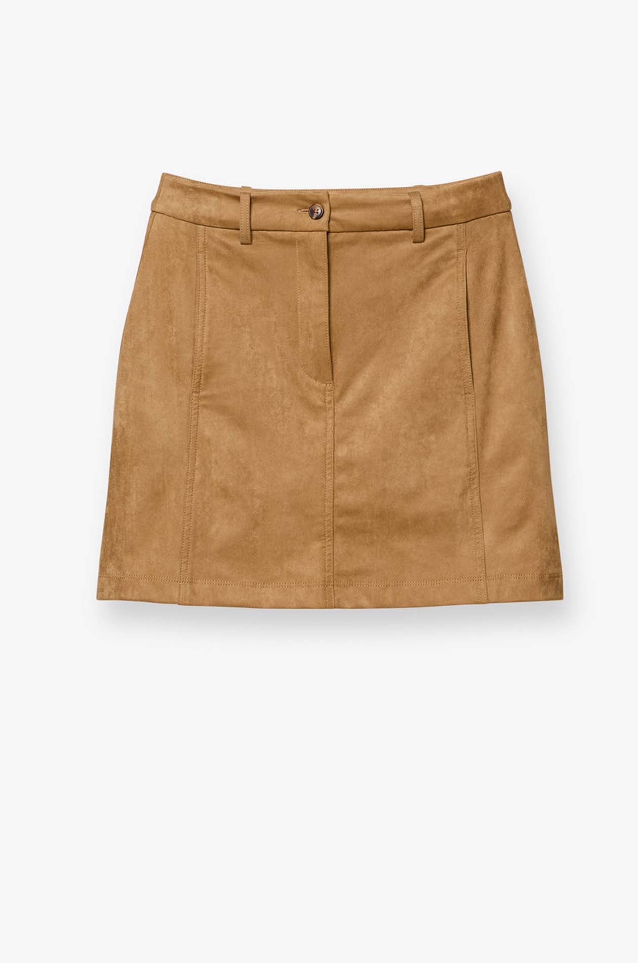 Suede Mini Skirt Brown