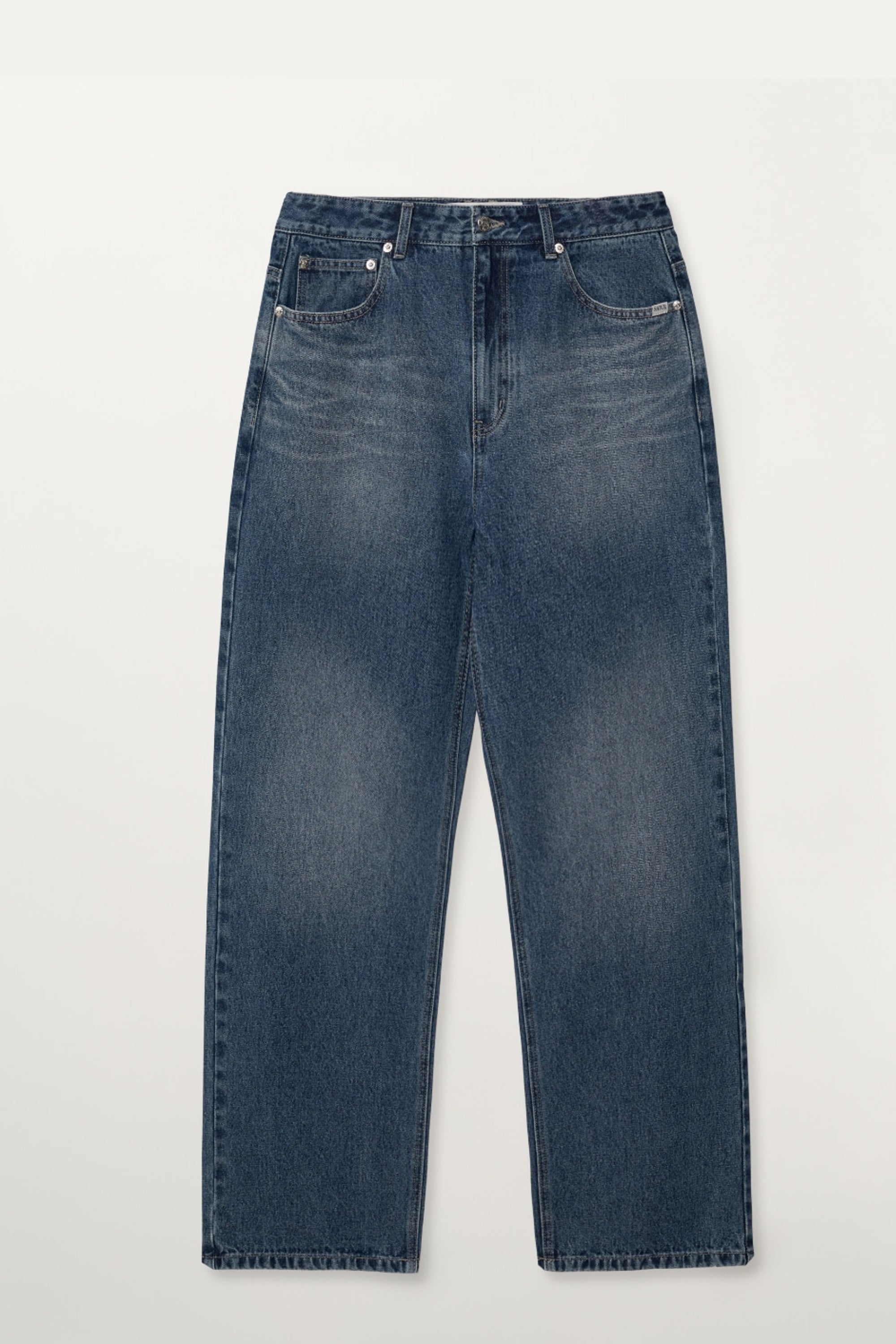 (M) Straight Denim Pants Blue