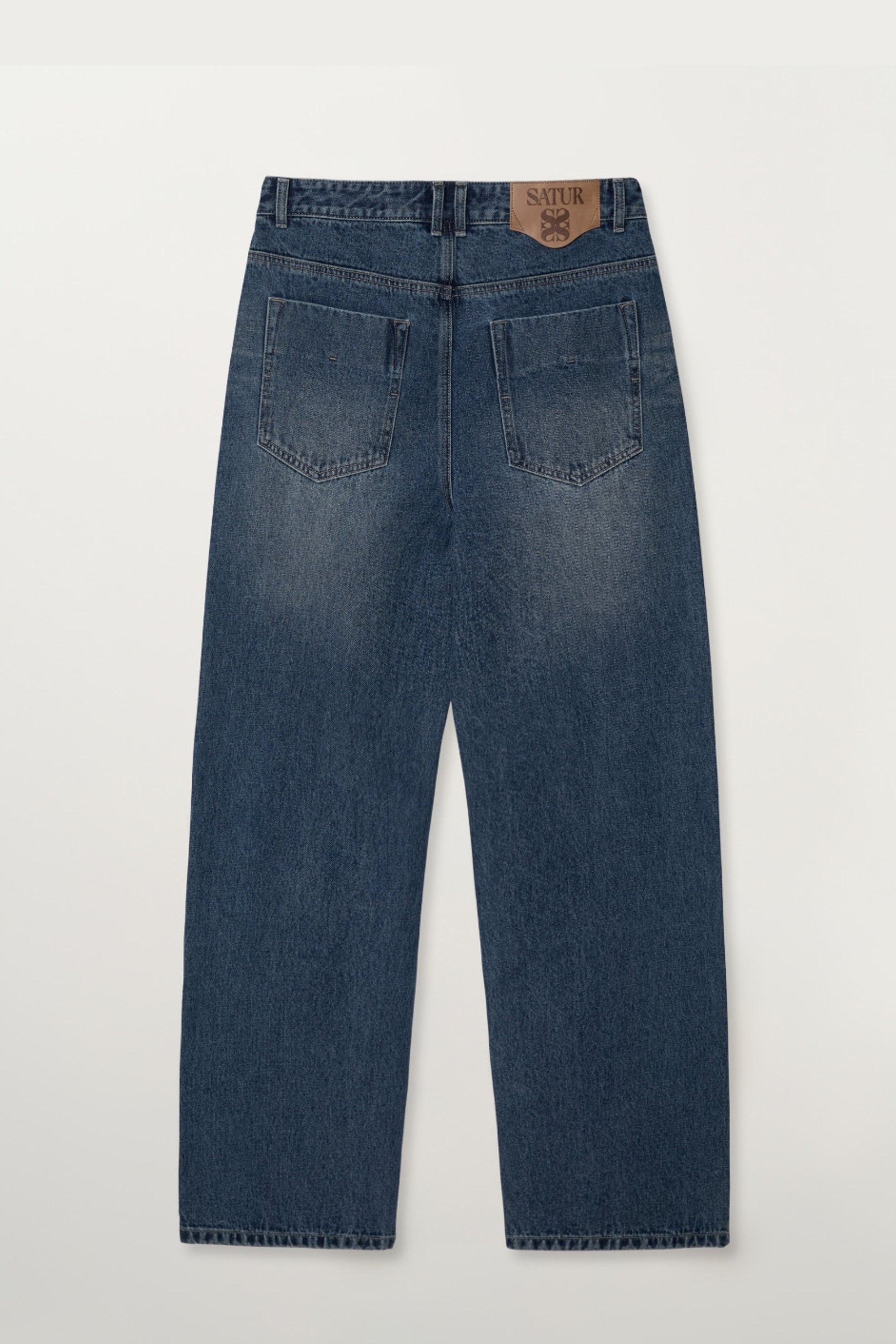 (M) Straight Denim Pants Blue