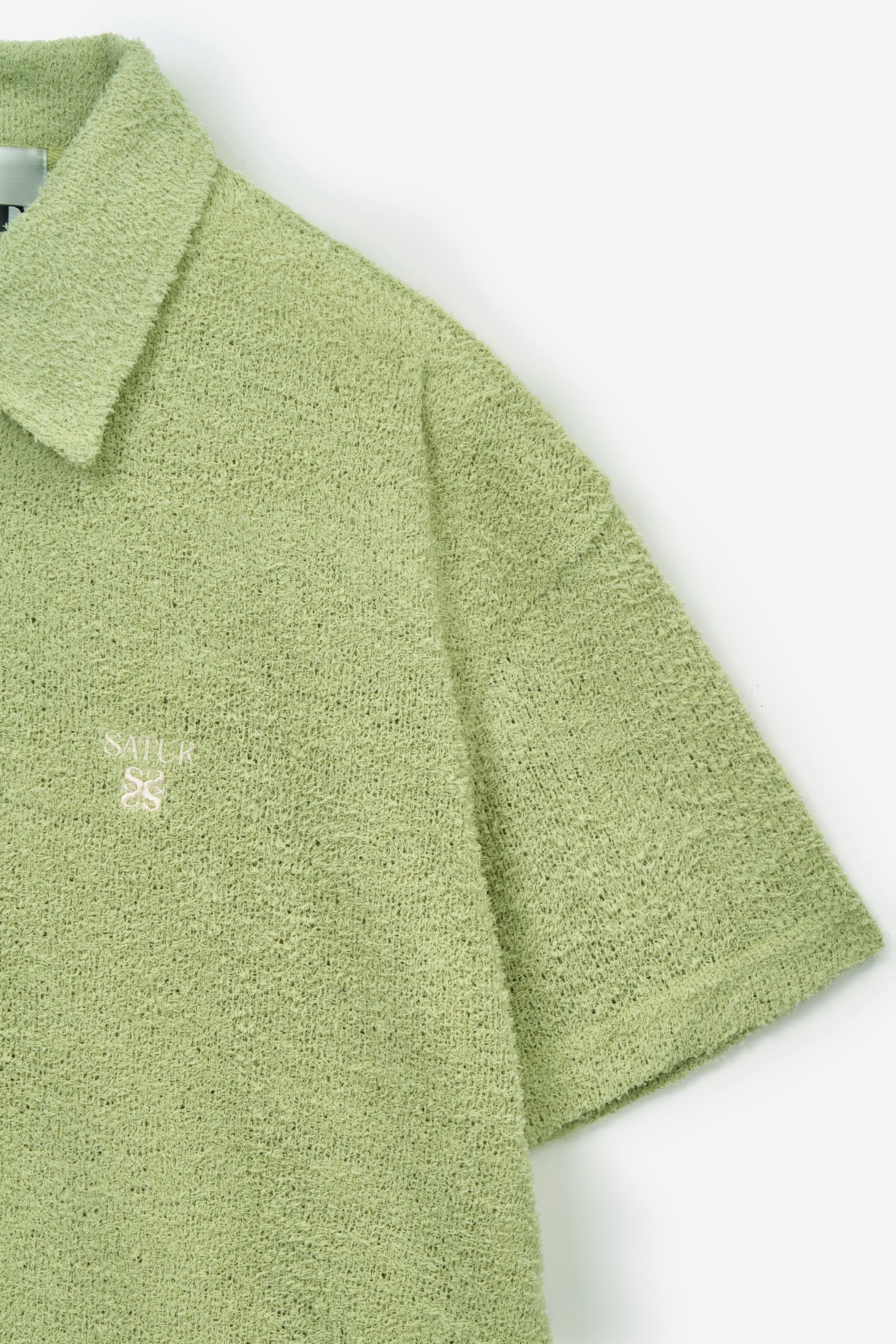 (M) Hairy Collar Tshirt Light Green