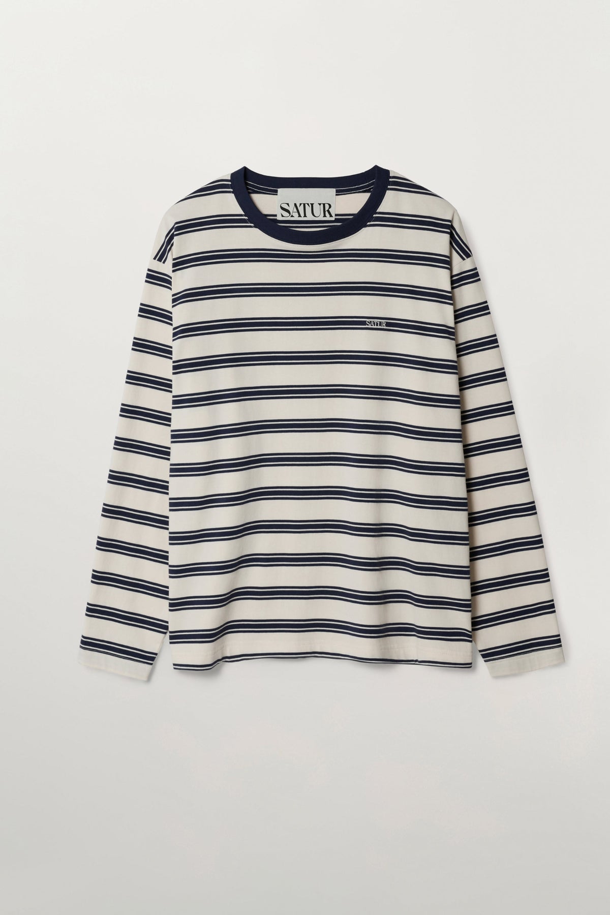 (U) Font Striped Long Sleeve Navy