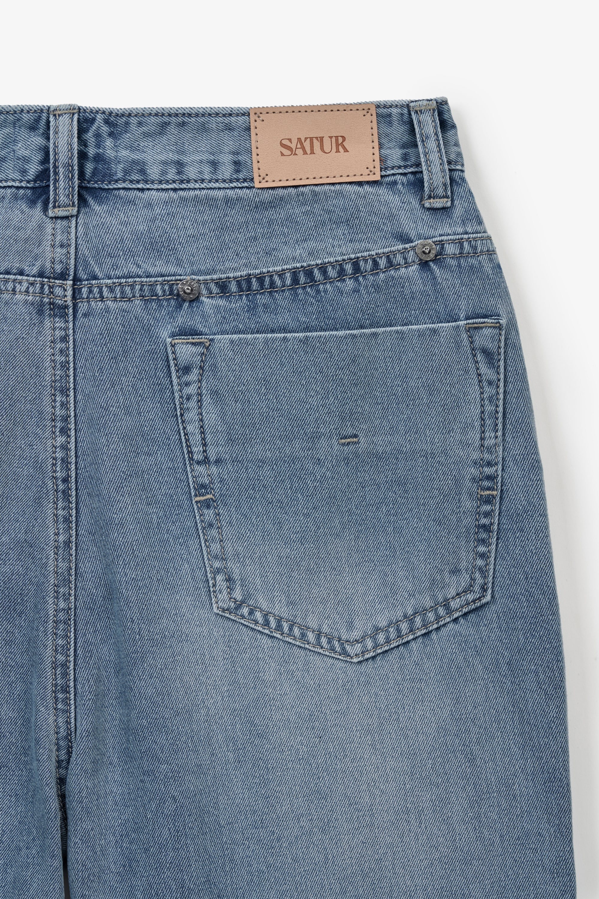 (W) Washed Relaxed Denim Pants Blue
