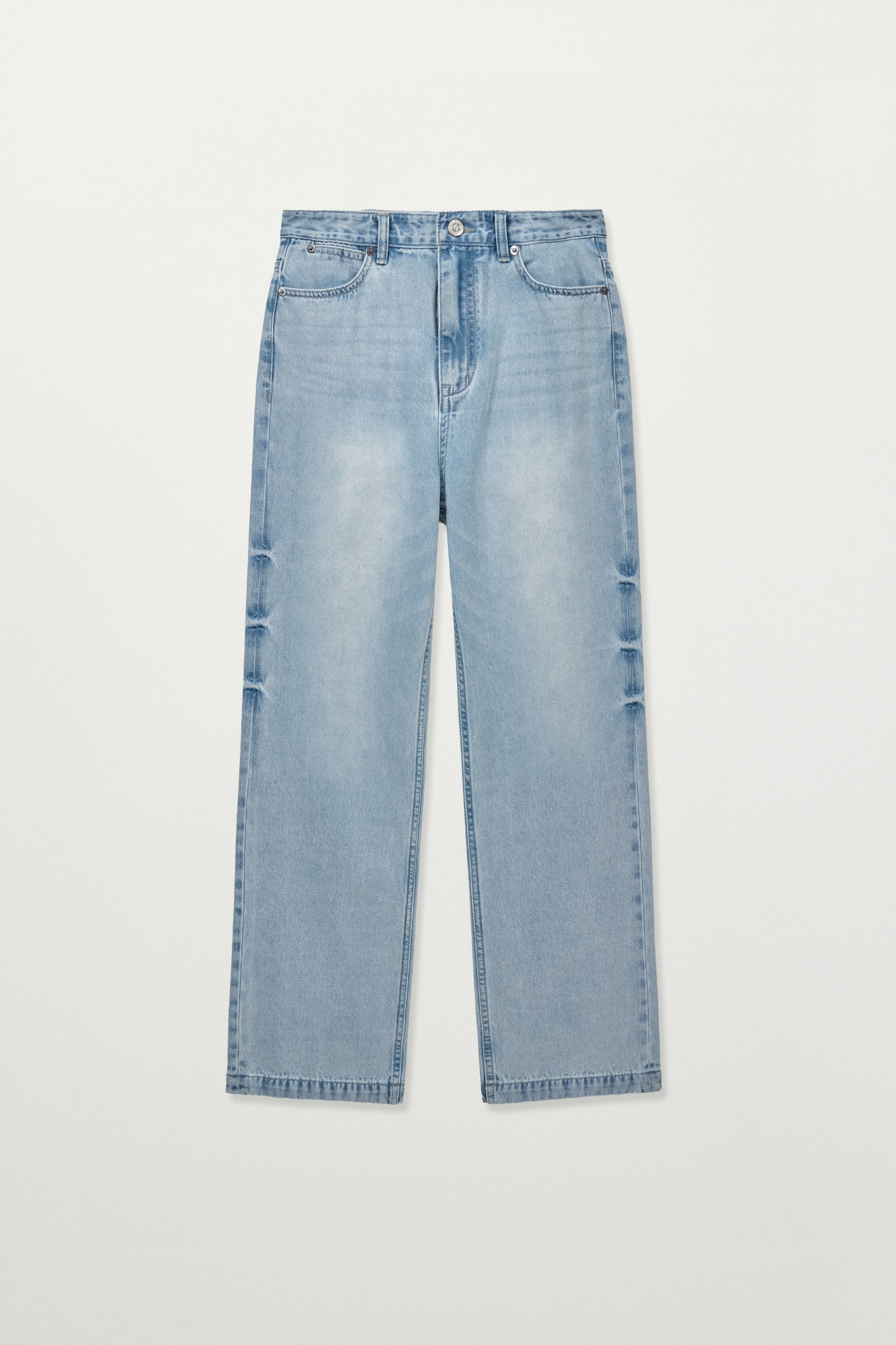 (W) Washed Relaxed Denim Pants Light Blue