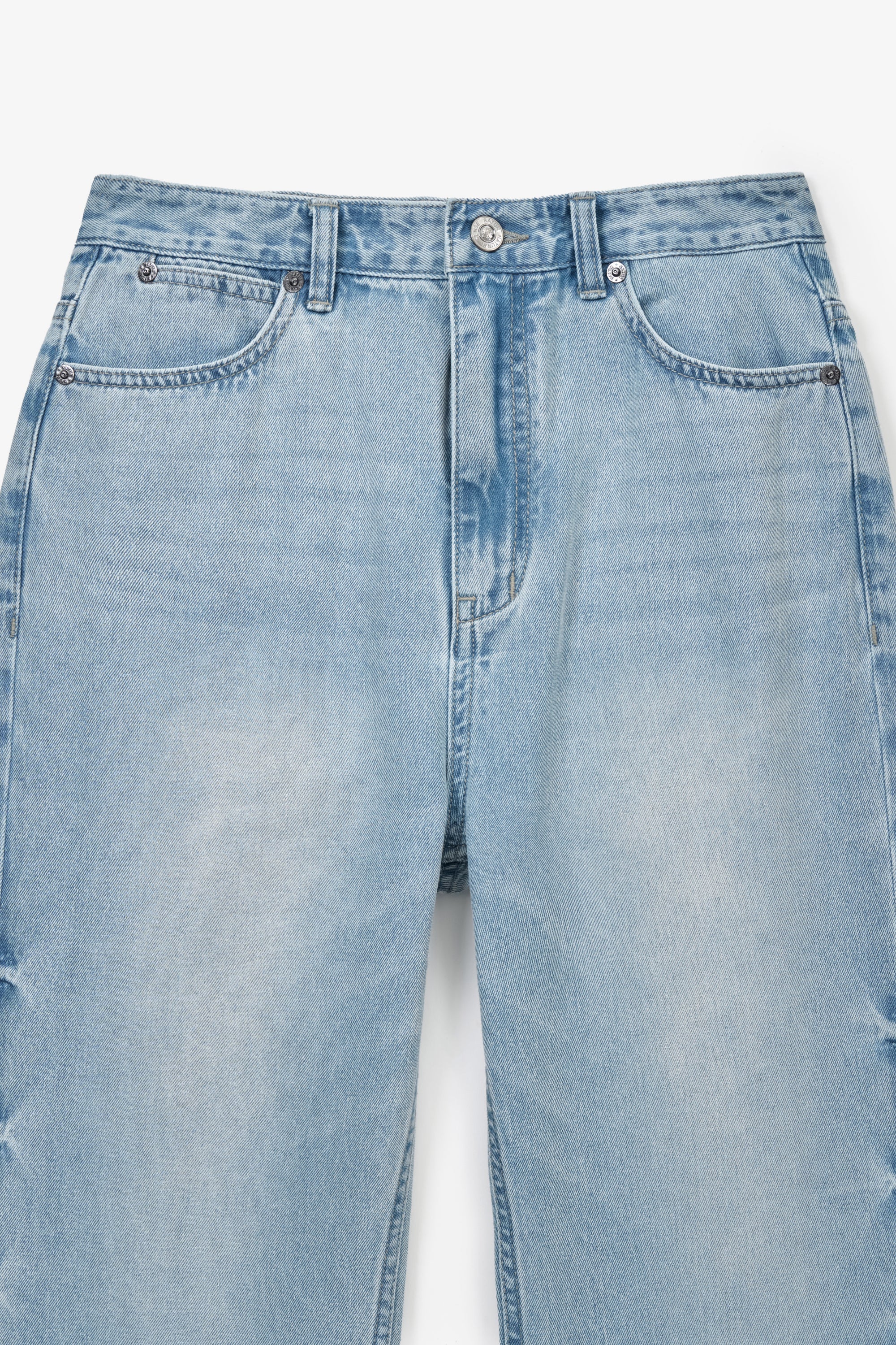 (W) Washed Relaxed Denim Pants Light Blue