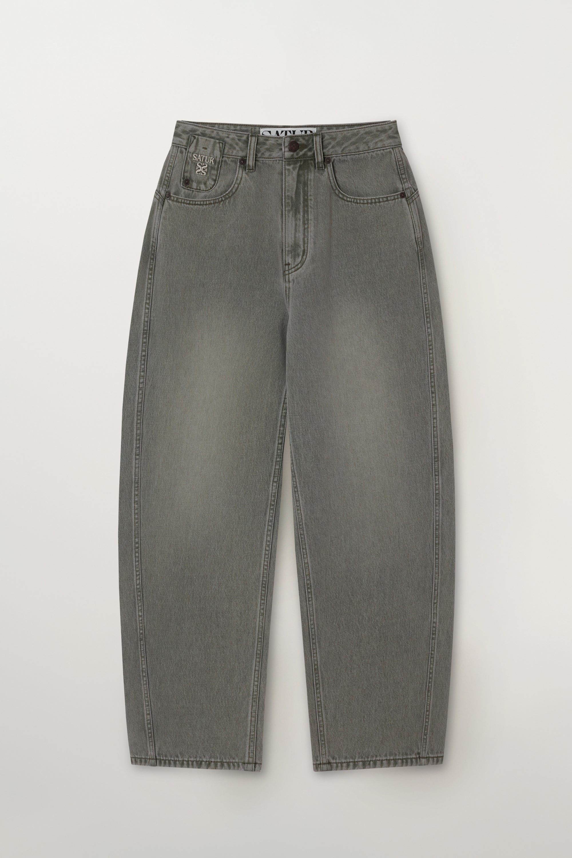 (W) Barrel Fit Denim Pants Khaki