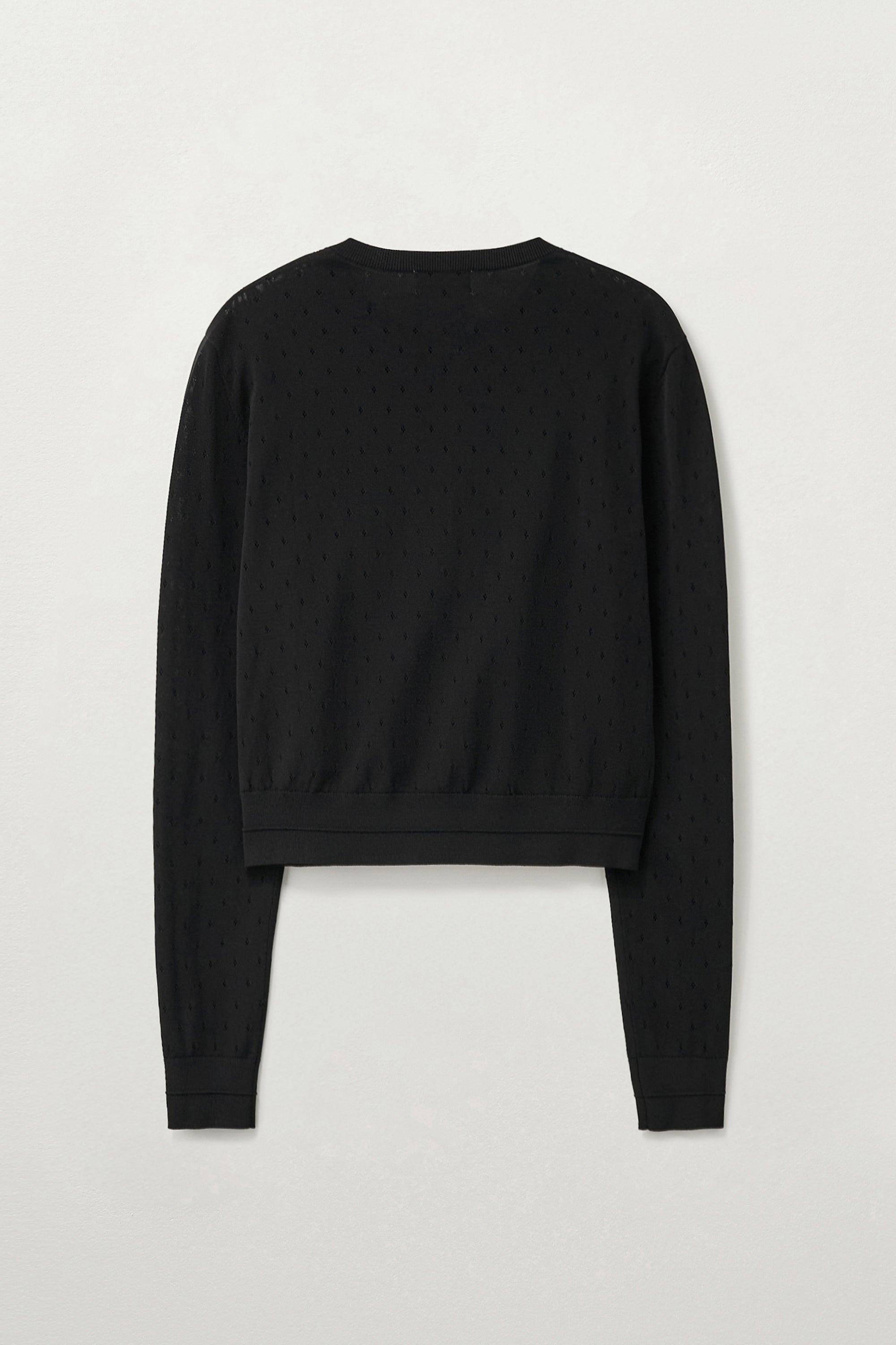 (W) Pointel Crew Neck Cardigan Black