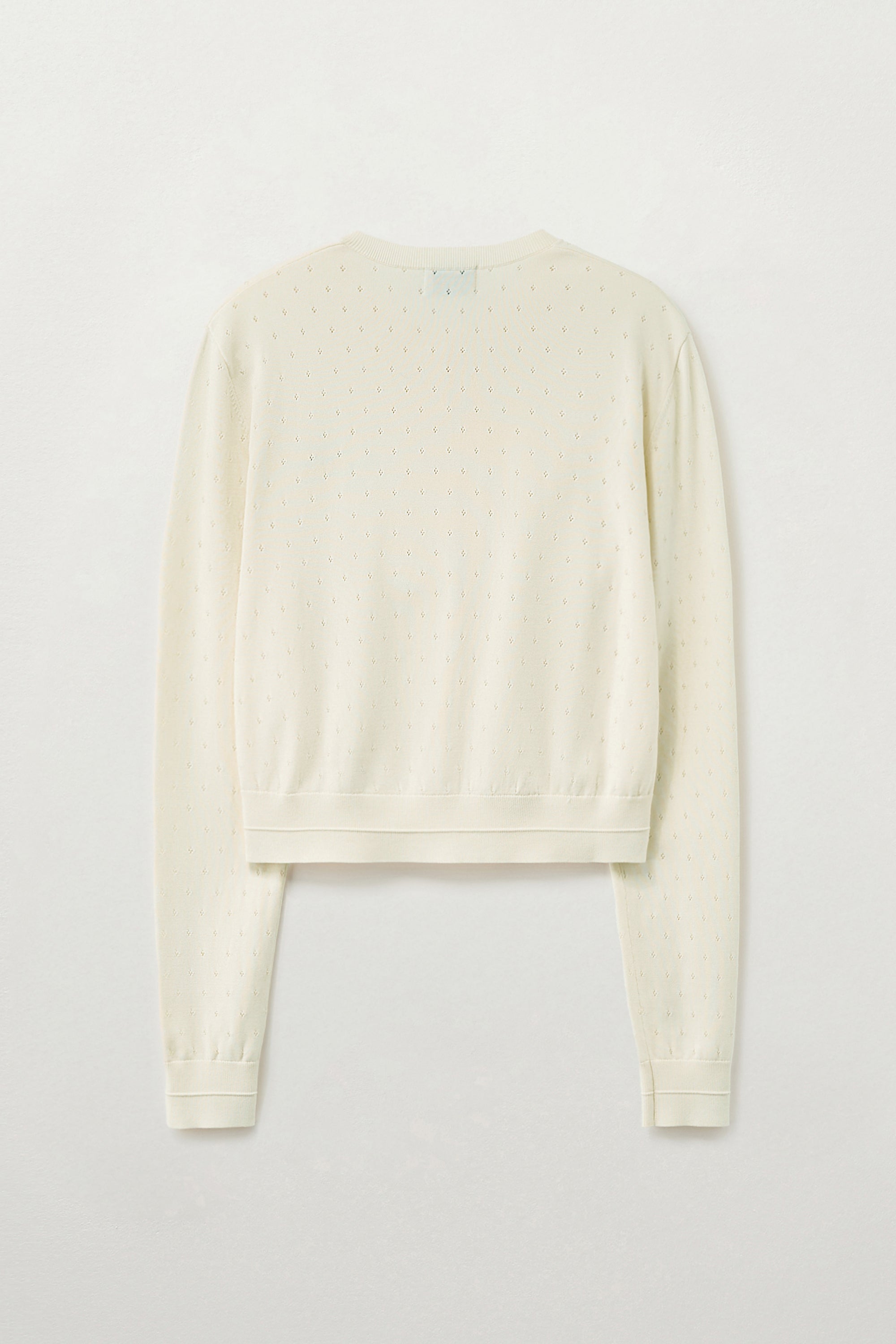 (W) Pointel Crew Neck Cardigan Cream
