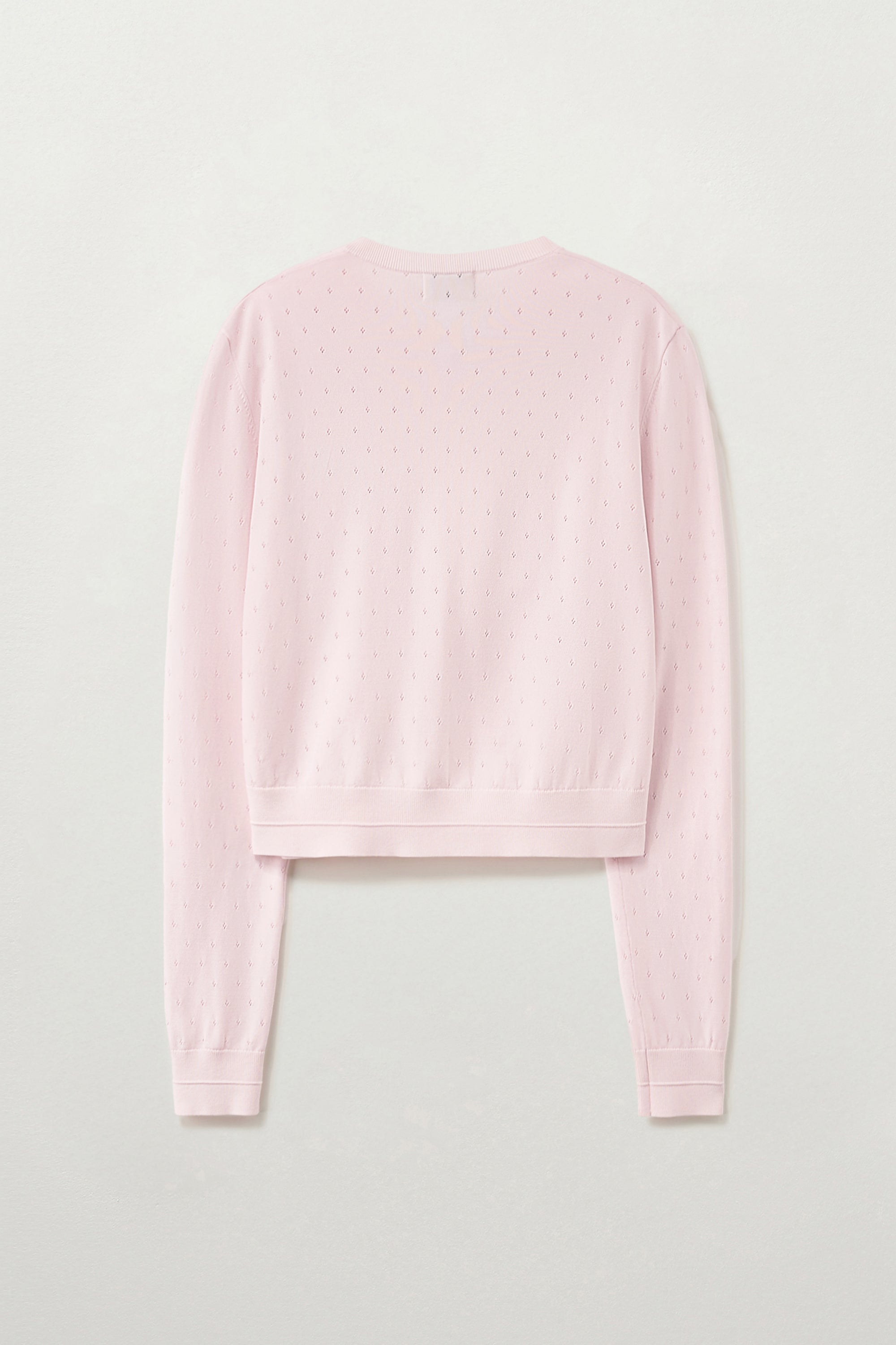 (W) Pointel Crew Neck Cardigan Light Pink