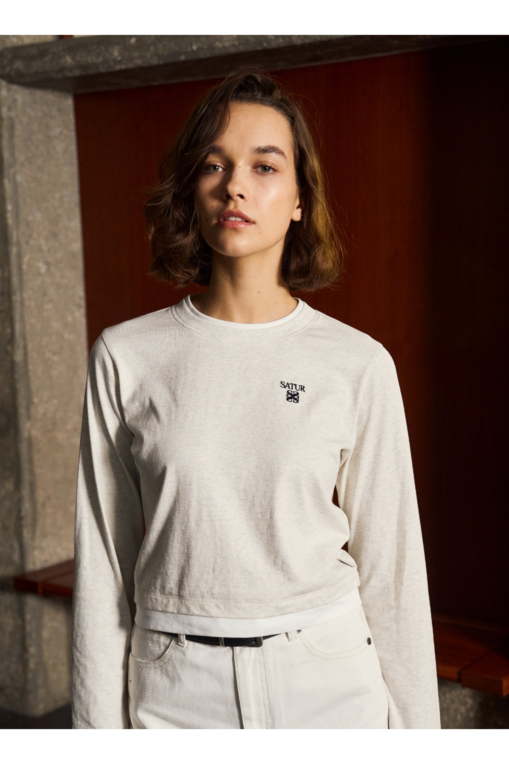 (W) Layered Long Sleeve Oatmeal