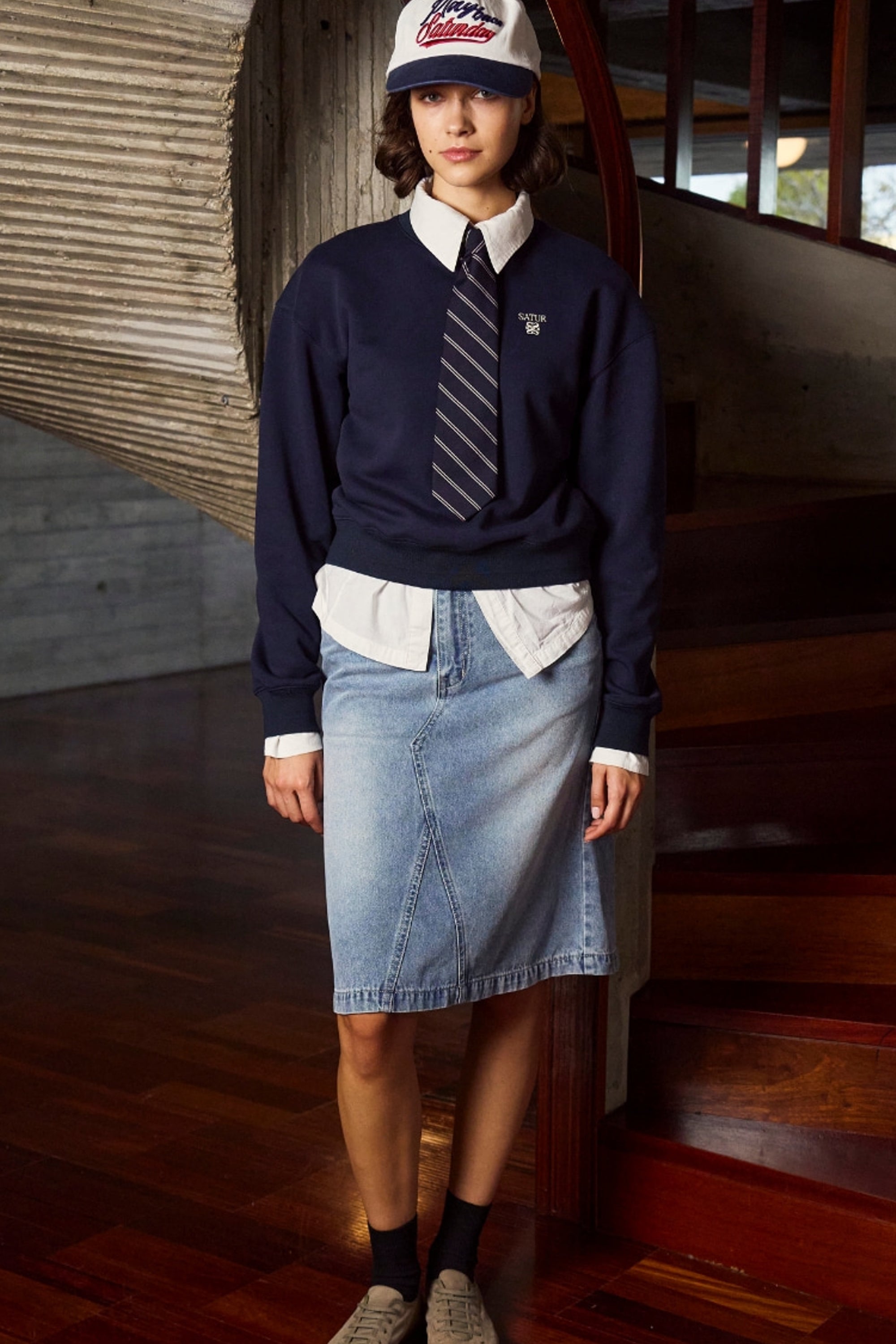 (W) Loren Sl Crop Sweatshirt Navy