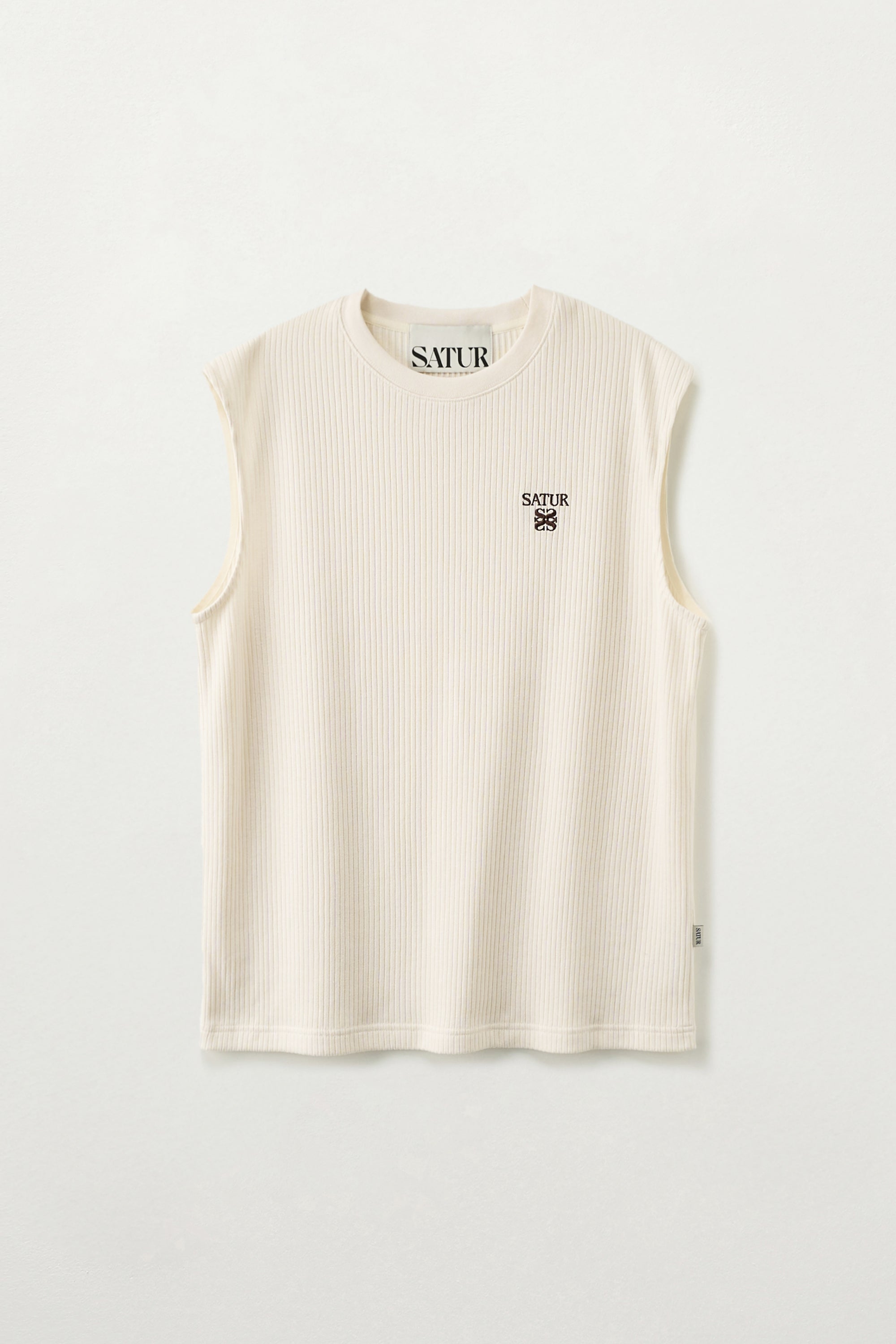 (M) Crew Neck Sleeveless Cream