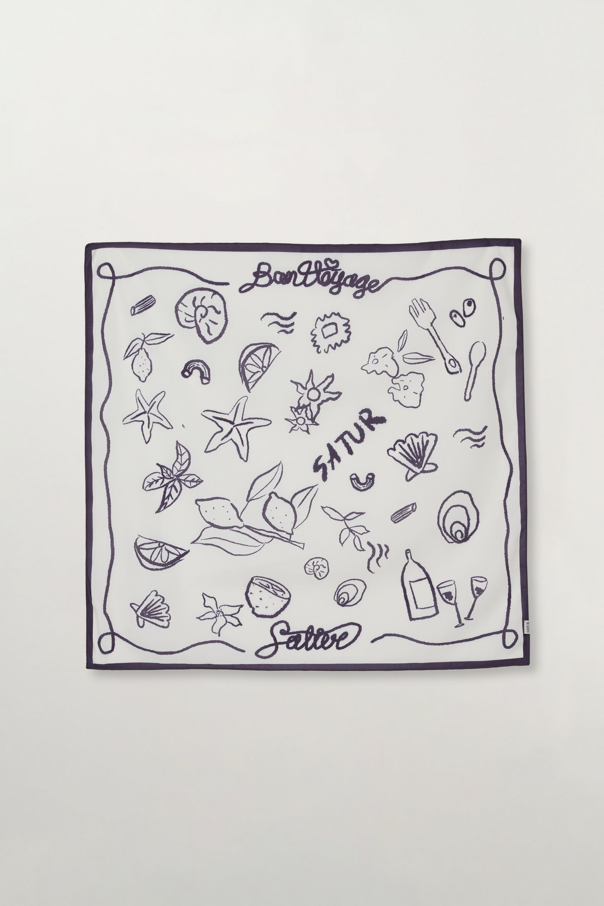 (U) Resort Hand Drawing Scarf Navy