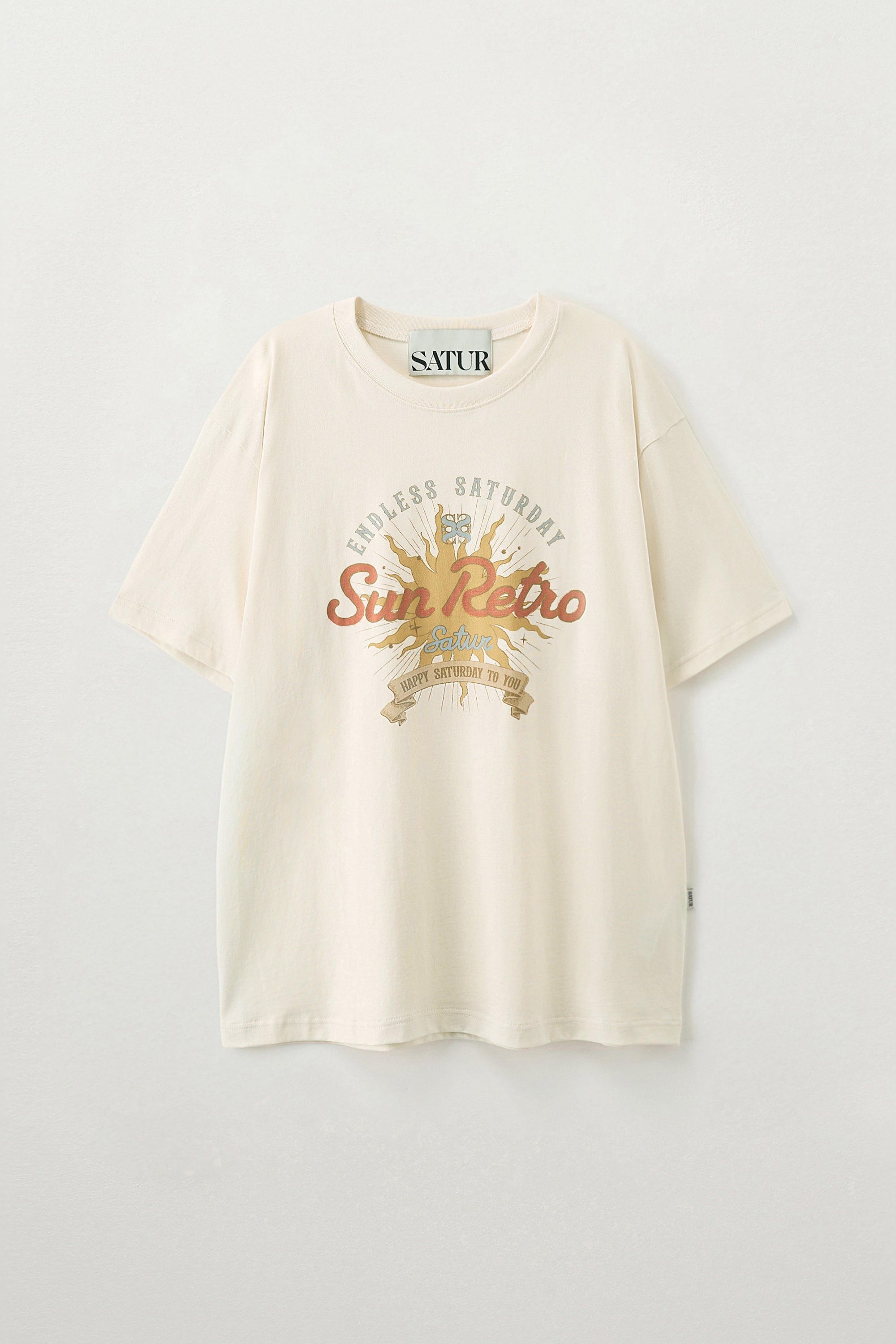 (U) New Sun Retro Half Tshirt Cream