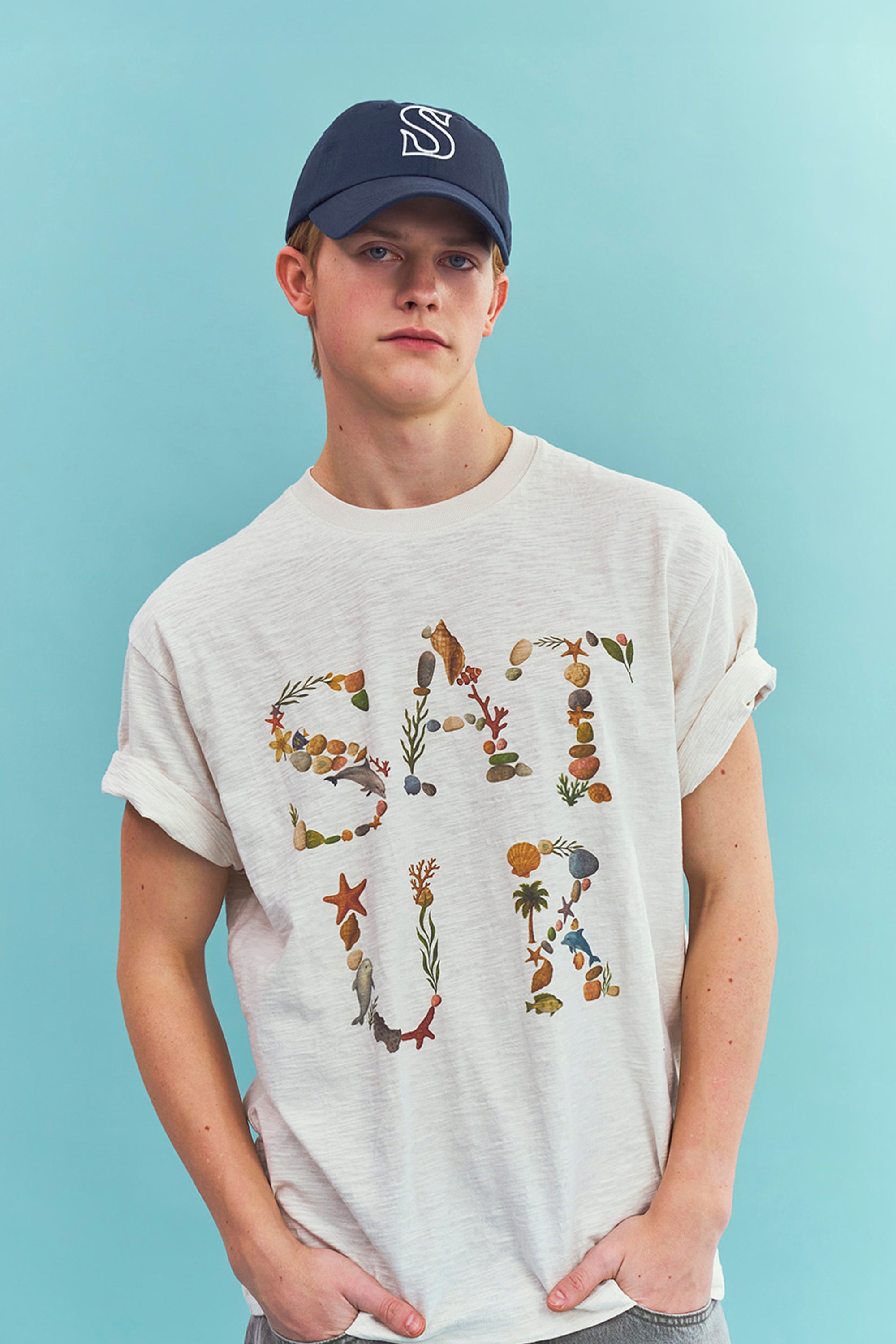 (U) Satur Marine Collage Tee Cream