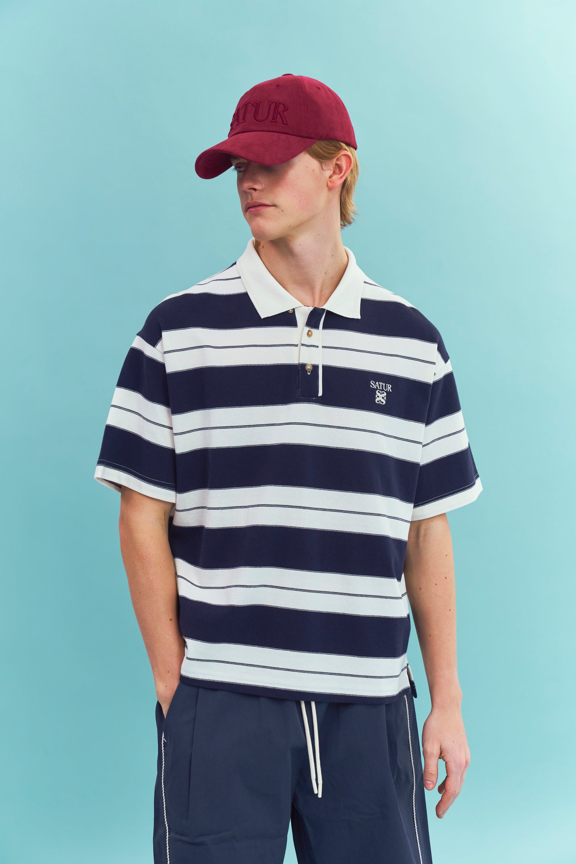 (U) Apero Stripe Pique Tshirt Navy