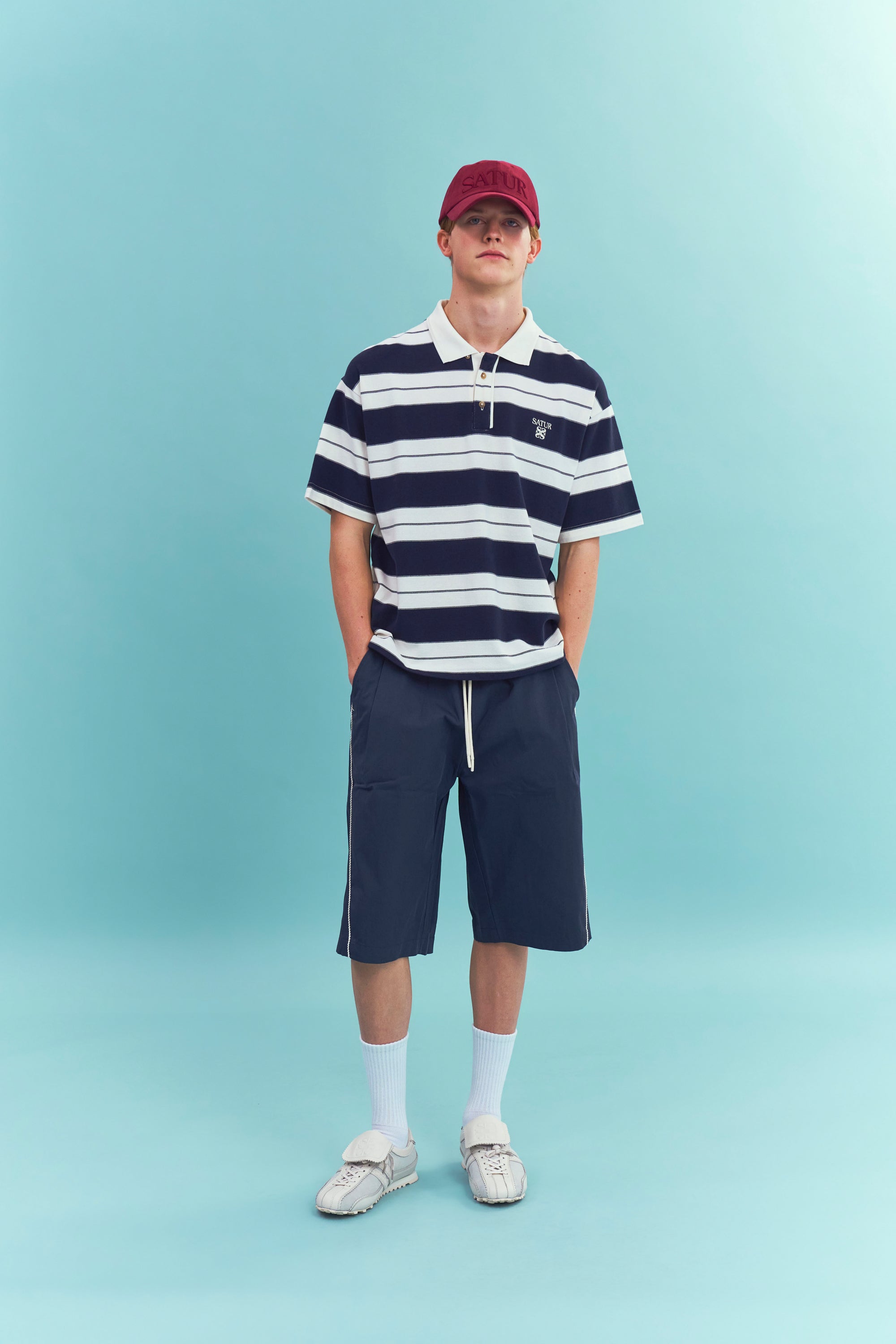 (U) Apero Stripe Pique Tshirt Navy