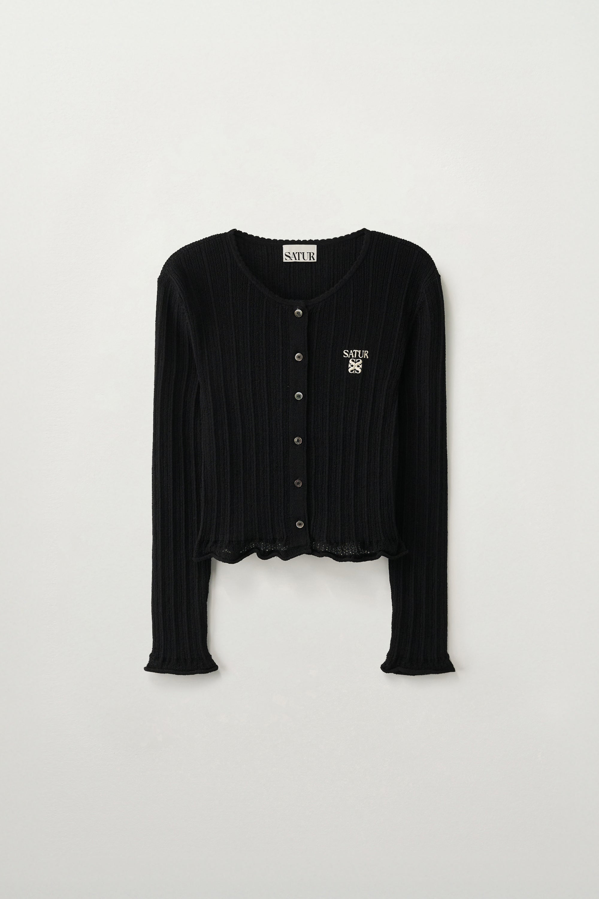 (W) Sheer Long Sleeve Cardigan Black