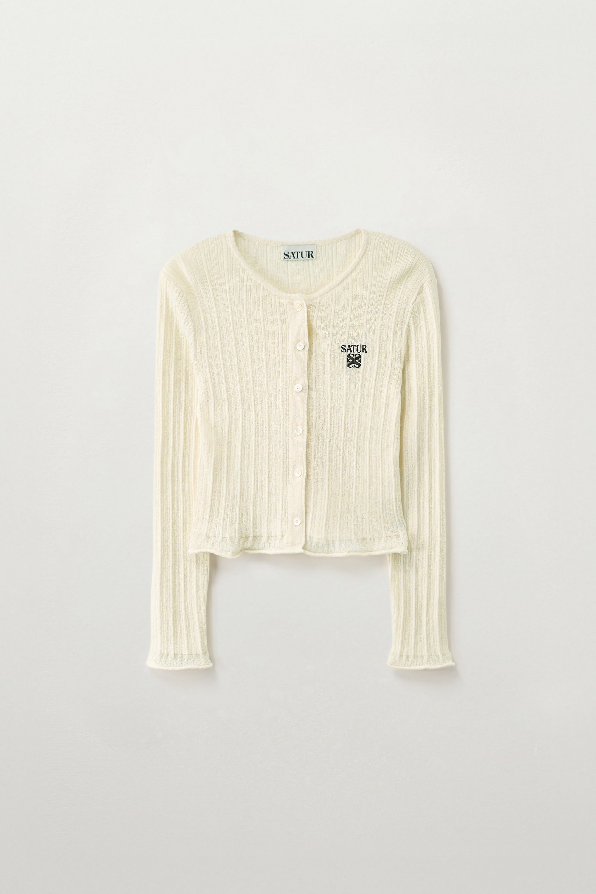 (W) Sheer Long Sleeve Cardigan Cream