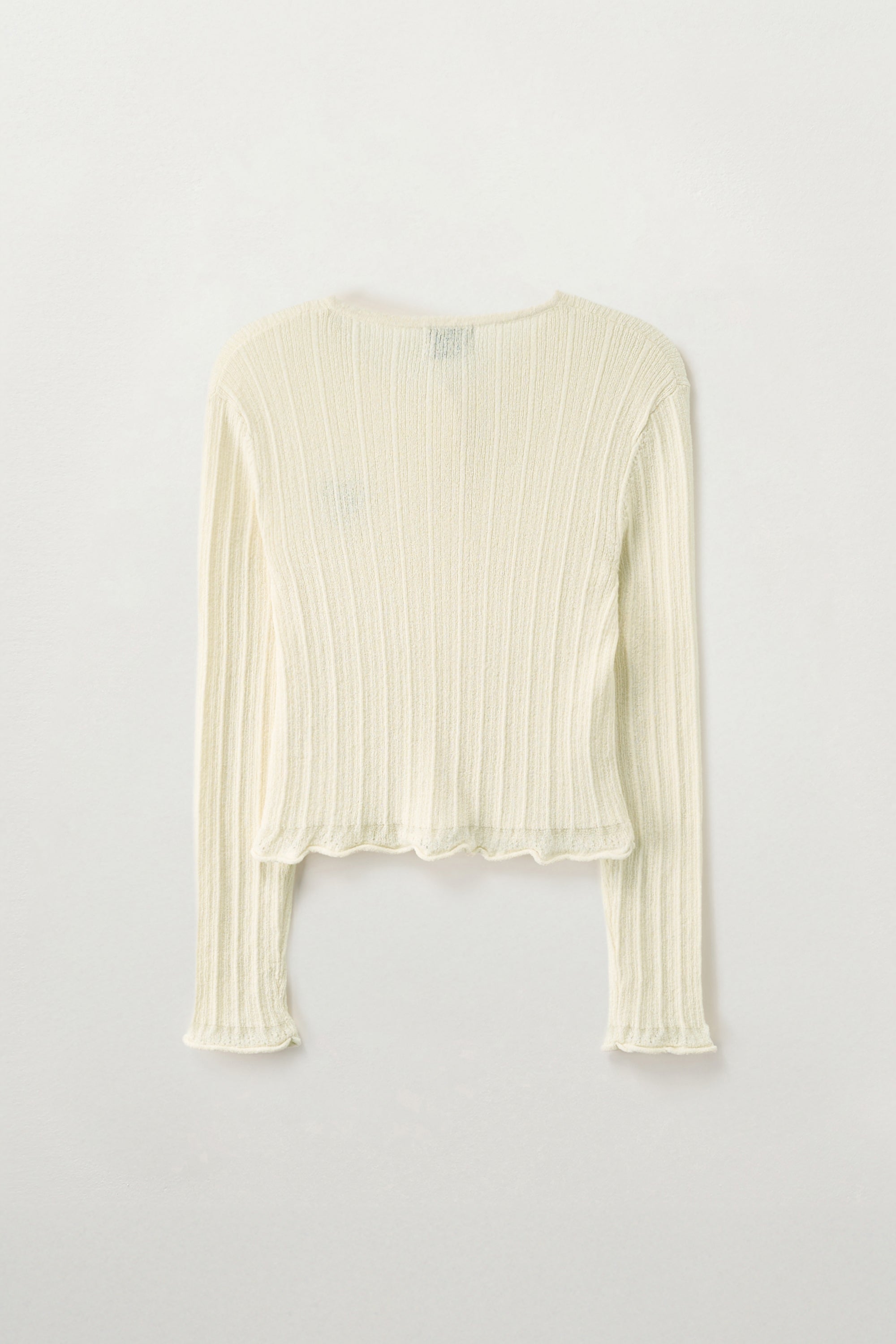 (W) Sheer Long Sleeve Cardigan Cream