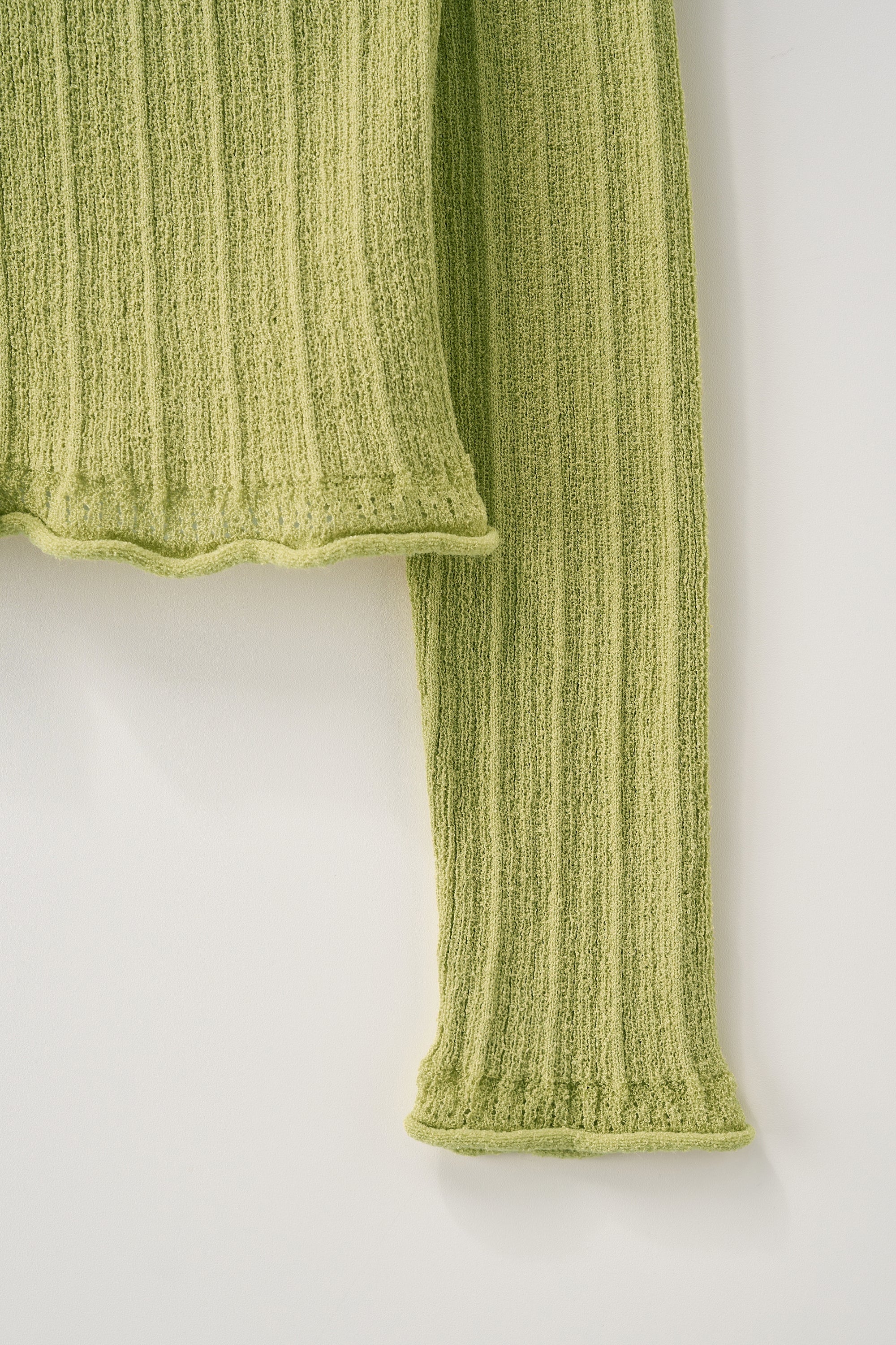 (W) Sheer Long Sleeve Cardigan Olive Green